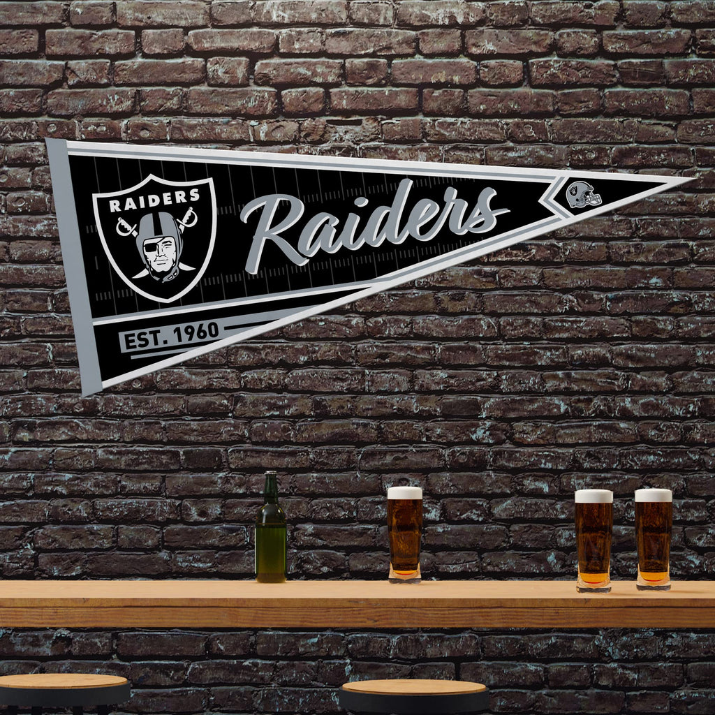 Rico Industries Nfl Football Las Vegas Raiders Classic 12'' X 30'' Felt Wall D  Cor Pennant - Great For Home/Bed Room/Man Cave D