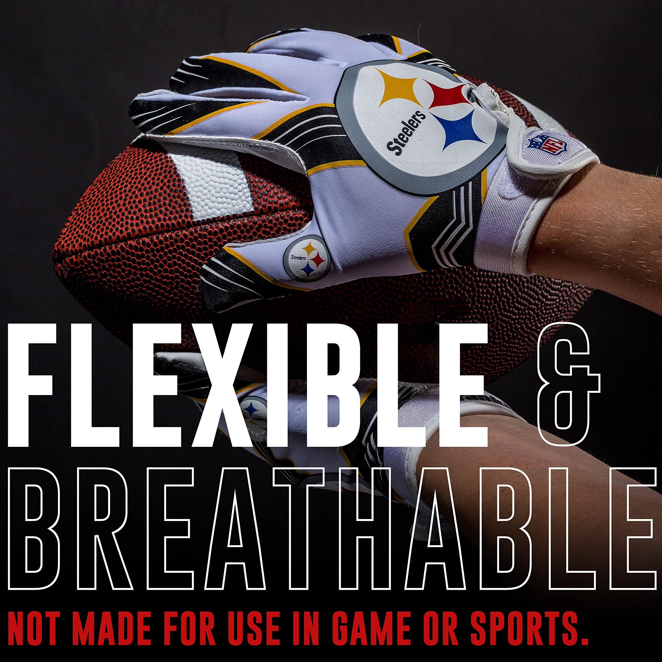 Franklin Sports Pittsburgh Steelers Youth Nfl Football Receiver Gloves - Receiver Gloves For Kids - Nfl Team Logos And Silicone
