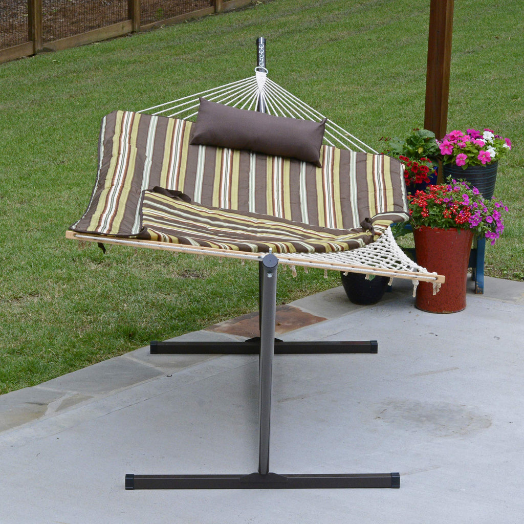 Cotton Rope Hammock, Stand, Pad And Pillow Combination