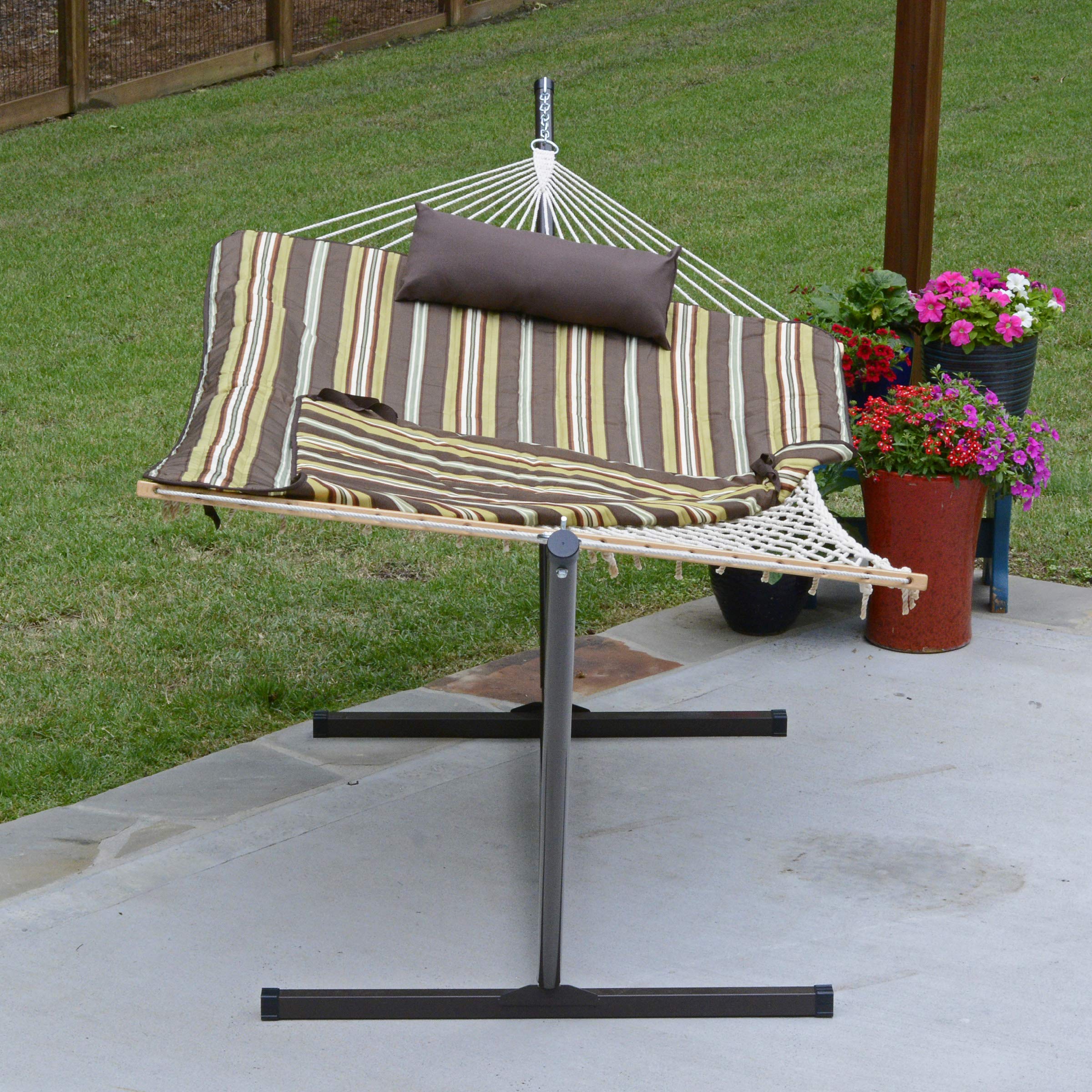 Cotton Rope Hammock, Stand, Pad And Pillow Combination