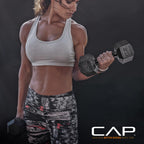 CAP Barbell 150 LB Rubber Coated Hex Dumbbell Hand Weight Set with Vertical Storage Rack | Black Handle