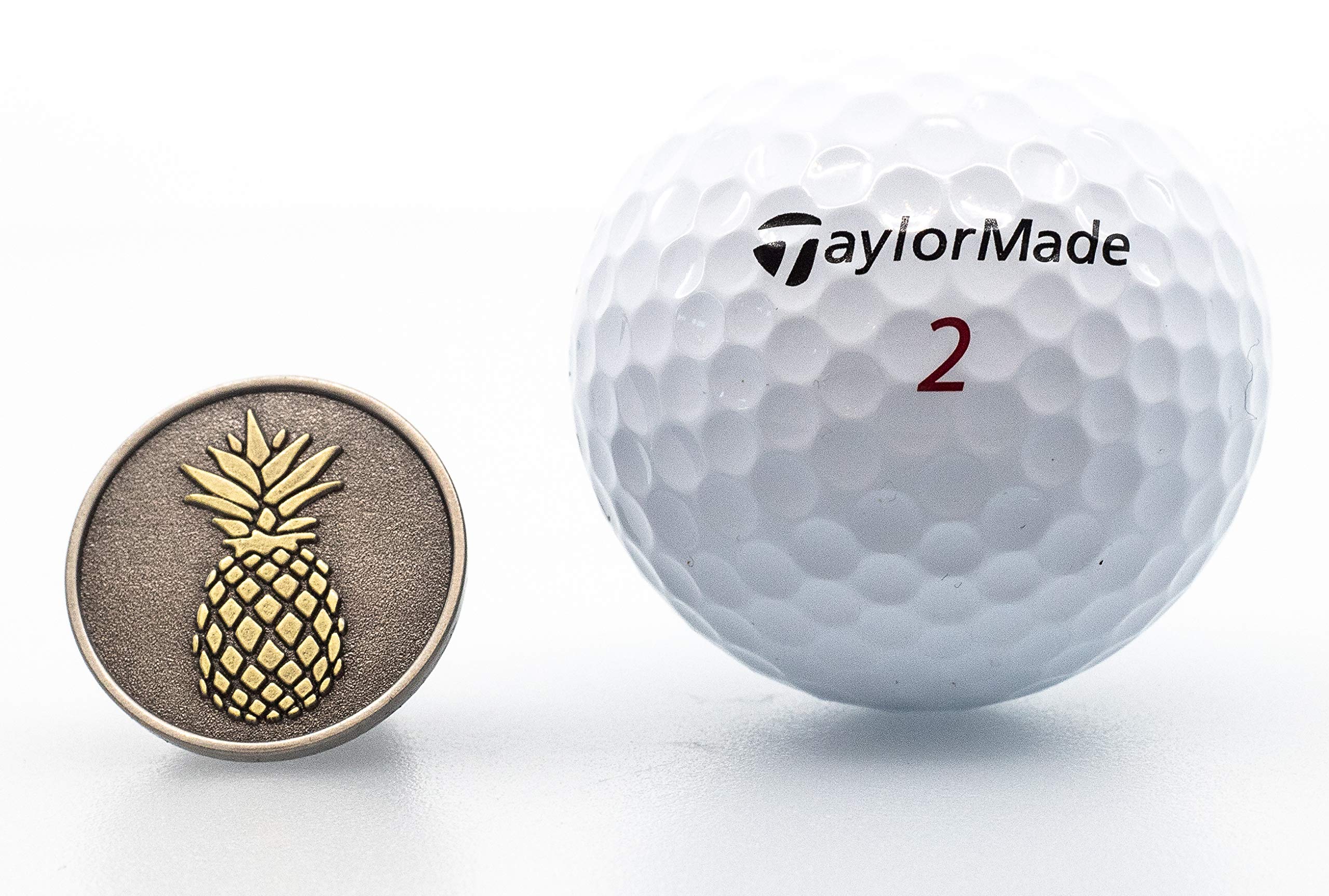 Full Metal Markers Pineapple Unique Magnetic Metal Golf Ball Marker Accessory With Hat Clip For Men And Women (1 Ball Marker + 1