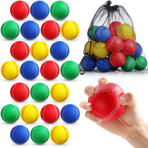 24 Pcs Foam Training Baseball Sports Soft Foam Baseball Teenager Practice (Multicolor)