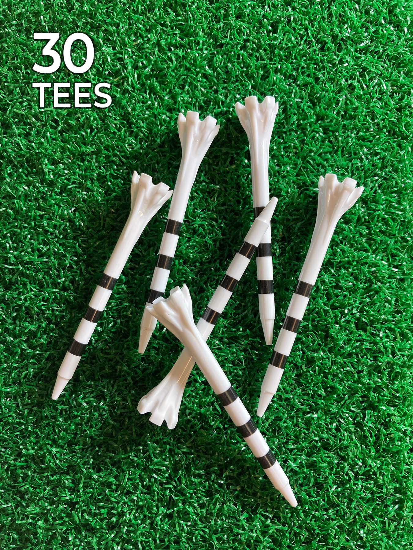 Champ 86509 Zarma Flytee My Hite 2-3/4'' 30 Count White With Black Stripes Golf Tees