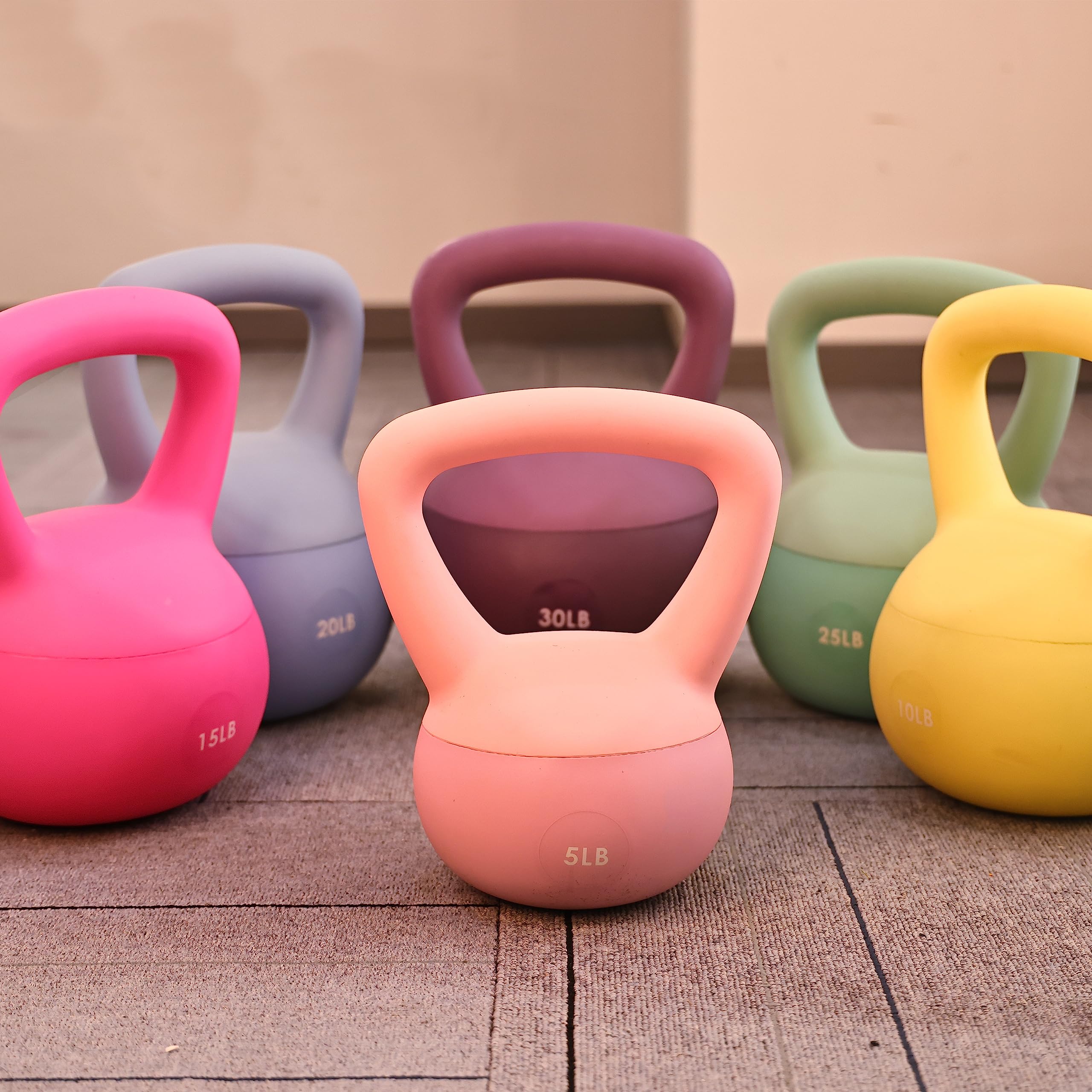 Fitvids Soft Kettlebells - Sea And Iron Sand Filled Weights For Women And Men - Color Coded Soft Vinyl Kettlebells, 10-Pound