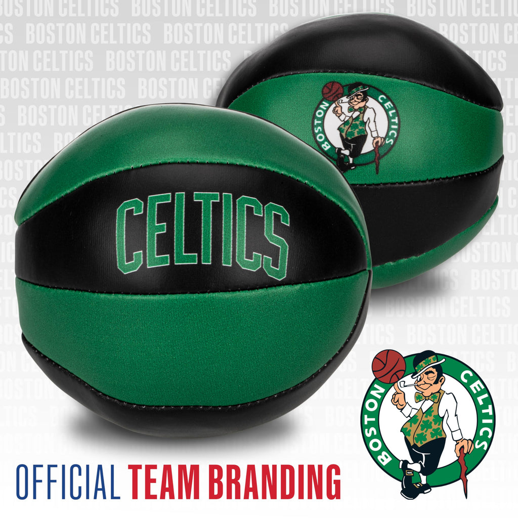 Franklin Sports Nba Boston Celtics Toy Basketballs - 2 Pack Of Kids Soft Mini Basketballs For Over The Door + Indoor Hoops - Nba