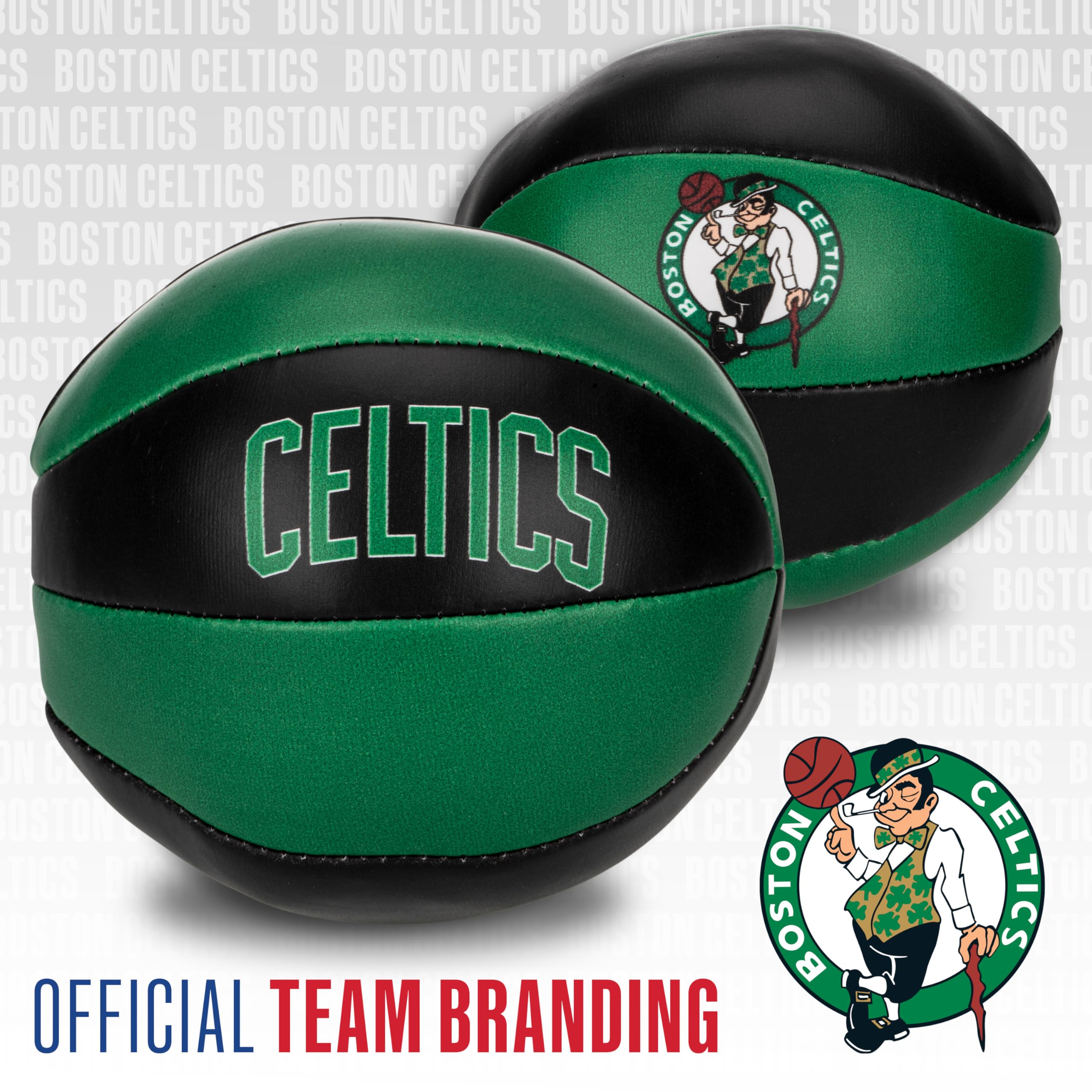 Franklin Sports Nba Boston Celtics Toy Basketballs - 2 Pack Of Kids Soft Mini Basketballs For Over The Door + Indoor Hoops - Nba