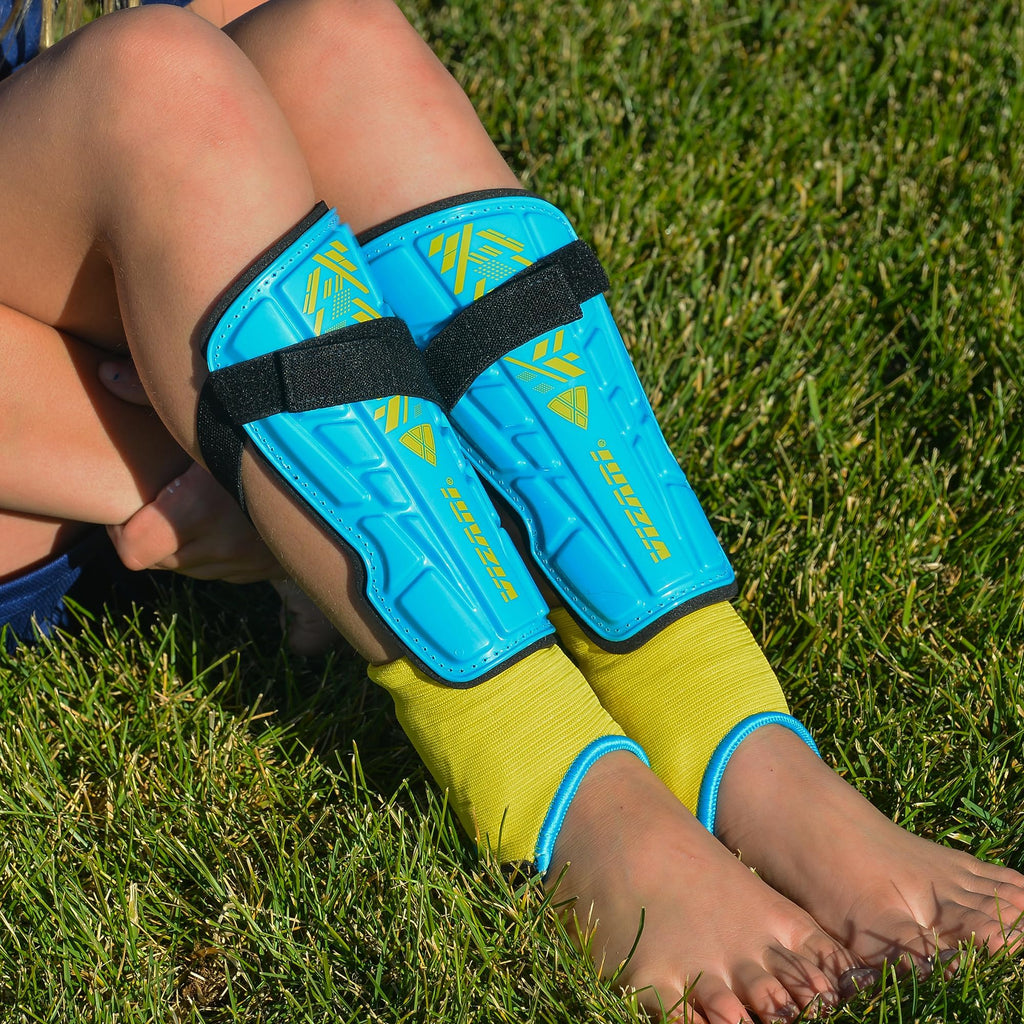 Vizari Malaga Shin Guard, Sky/Yellow, Large