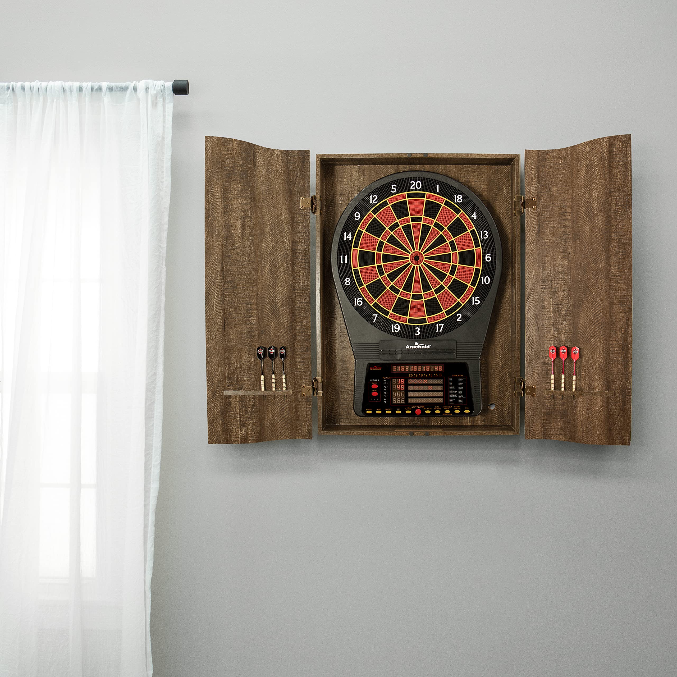 Dmi Sports Mi Sports Brown Cricketpro Dartboard Cabinet  Designed For Arachnid 15.5Cricketpro 900, 800, 750, 650 Electronic Dart