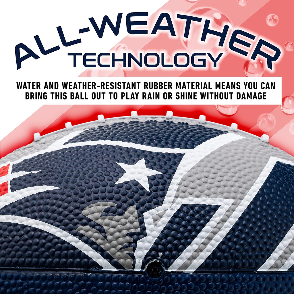 Franklin Sports Nfl New England Patriots Football - Youth Football - Mini 8.5'' Rubber Ball - Perfect For Kids - Team Logos And