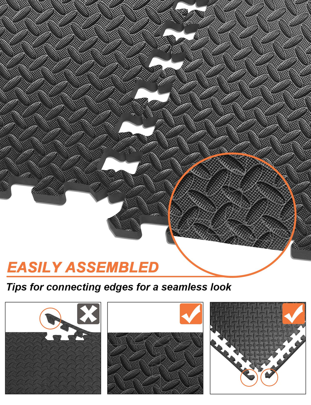 Innhom Gym Flooring Gym Mats Exercise Mat For Floor Workout Mat Foam Floor Tiles For Home Gym Equipment Garage, 24 Pieces Black