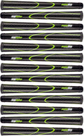 Jumbomax Pack Of 13 Tour Series Golf Grips - Black With Lime Green Trim Medium/Md (+5/16'')