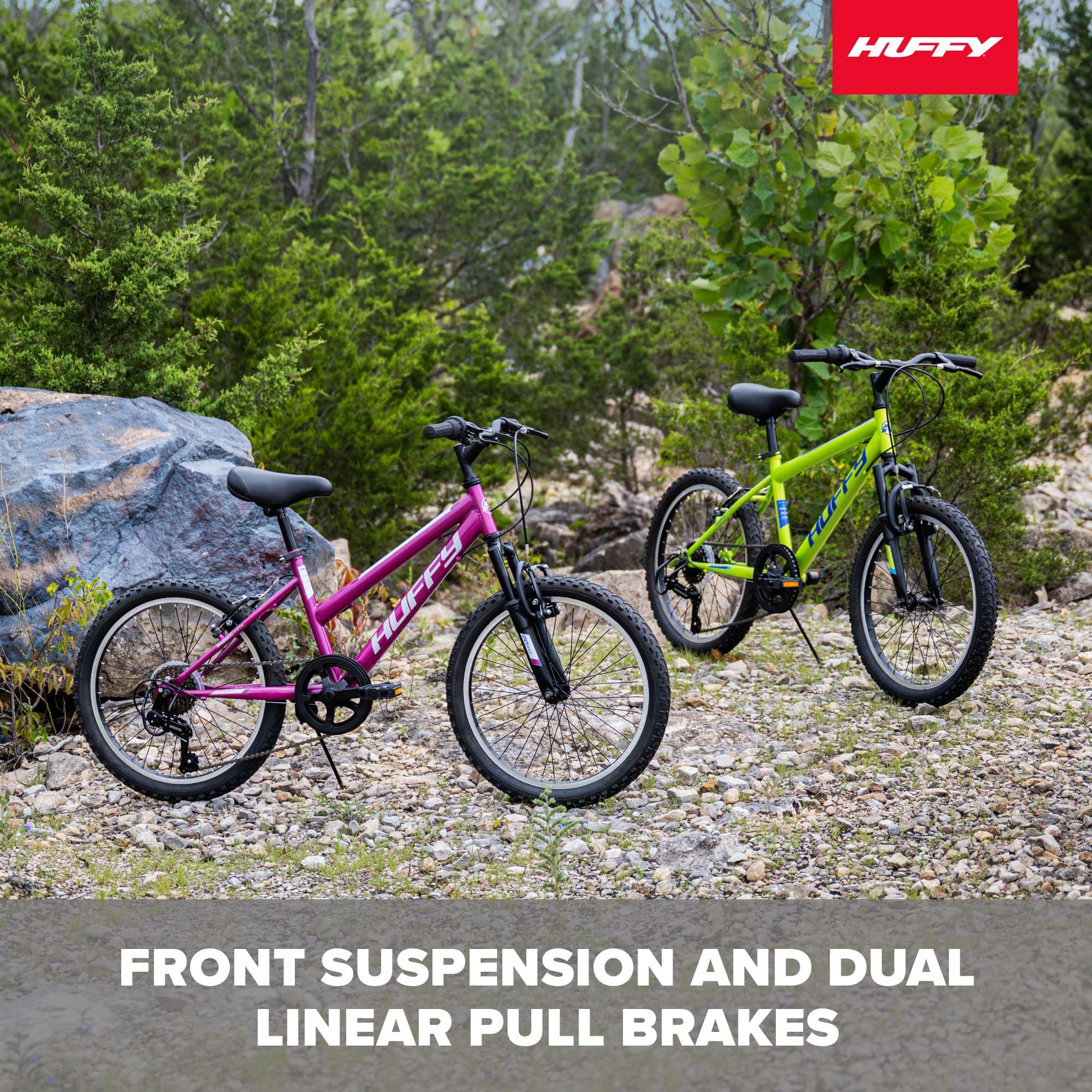 Huffy Stone Mountain Womens 20 Inch Mountain Bike, Orchid Gloss Frame, 6-Speed Shimano Twist Shifting, Front Suspension, Comfort