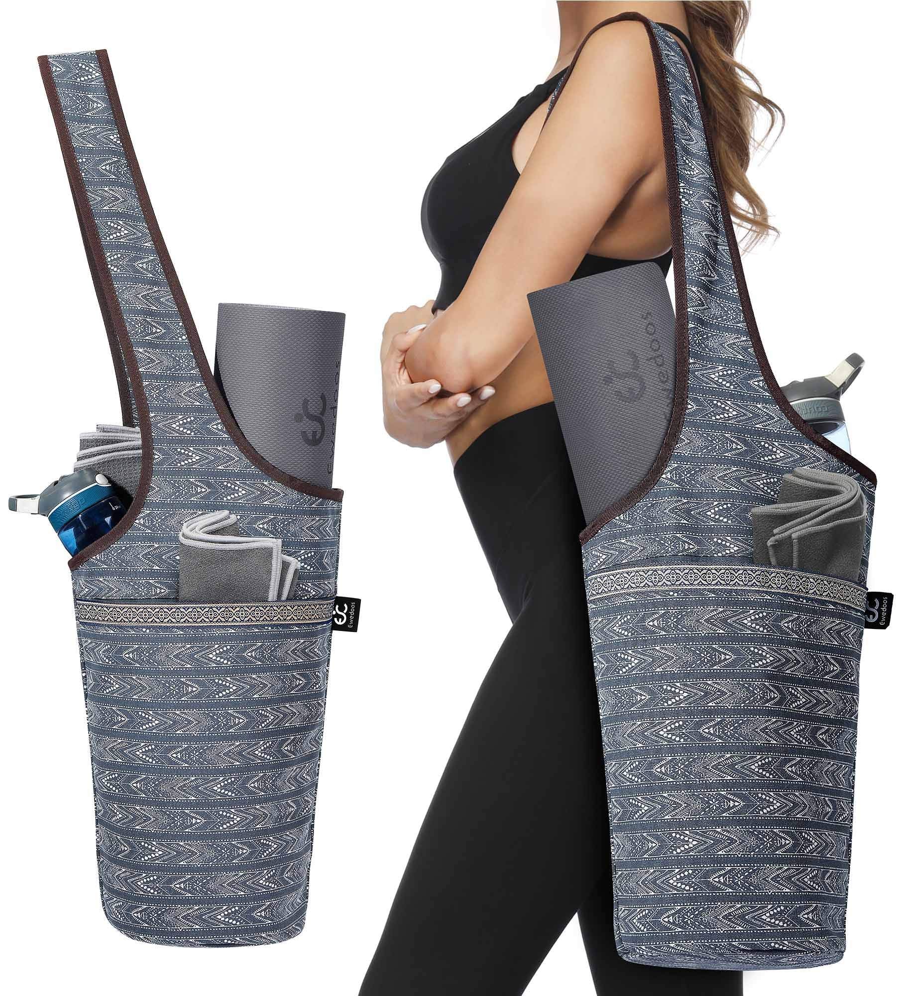 Ewedoos Yoga Mat Bag With Large Size Pocket And Zipper Pocket, Fit Most Size Mats (Artistic Gray)