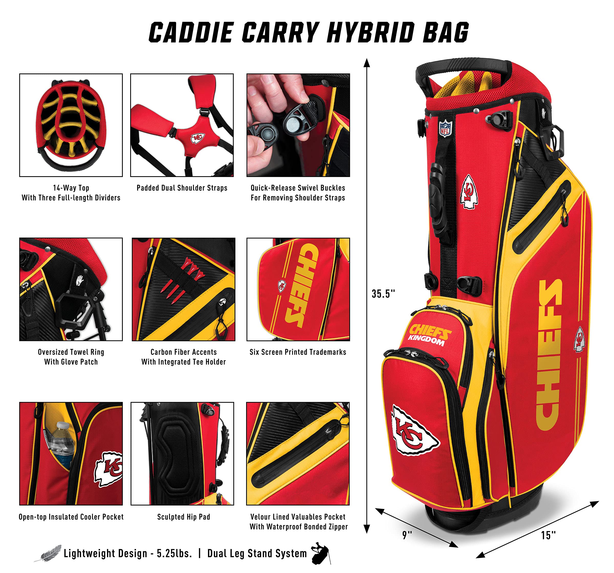 Chicago Bears Caddie Carry Hybrid Golf Bag