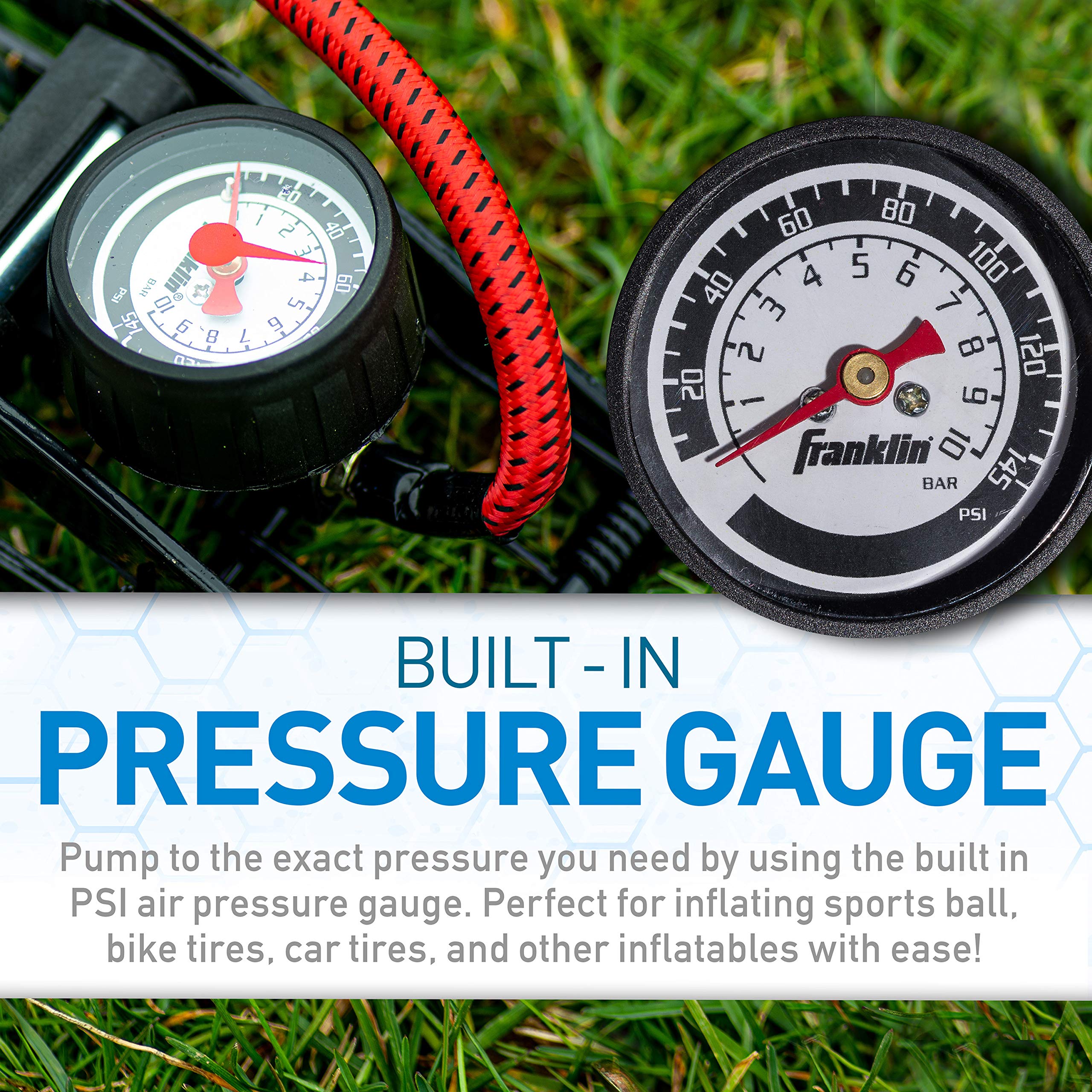 Franklin Sports Air Pump With High-Pressure Foot Pedal For Sports Balls, Bikes, Inflatables And More - Compact And Heavy Duty