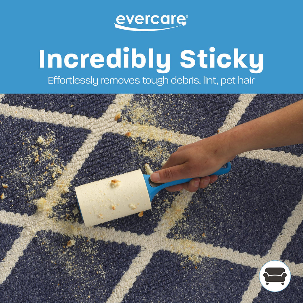 Evercare Home Lint Roller 70 Layer Giant Straight Handle, Sheet, Blue