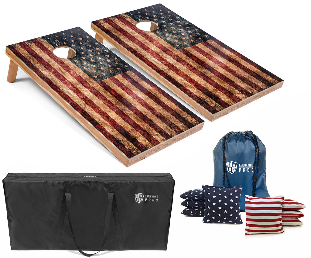 Tailgating Pros Cornhole Boards - 4'X2' Cornhole Game W/Carrying Case & Set Of 8 Corn Hole Bean Bags W/Tote