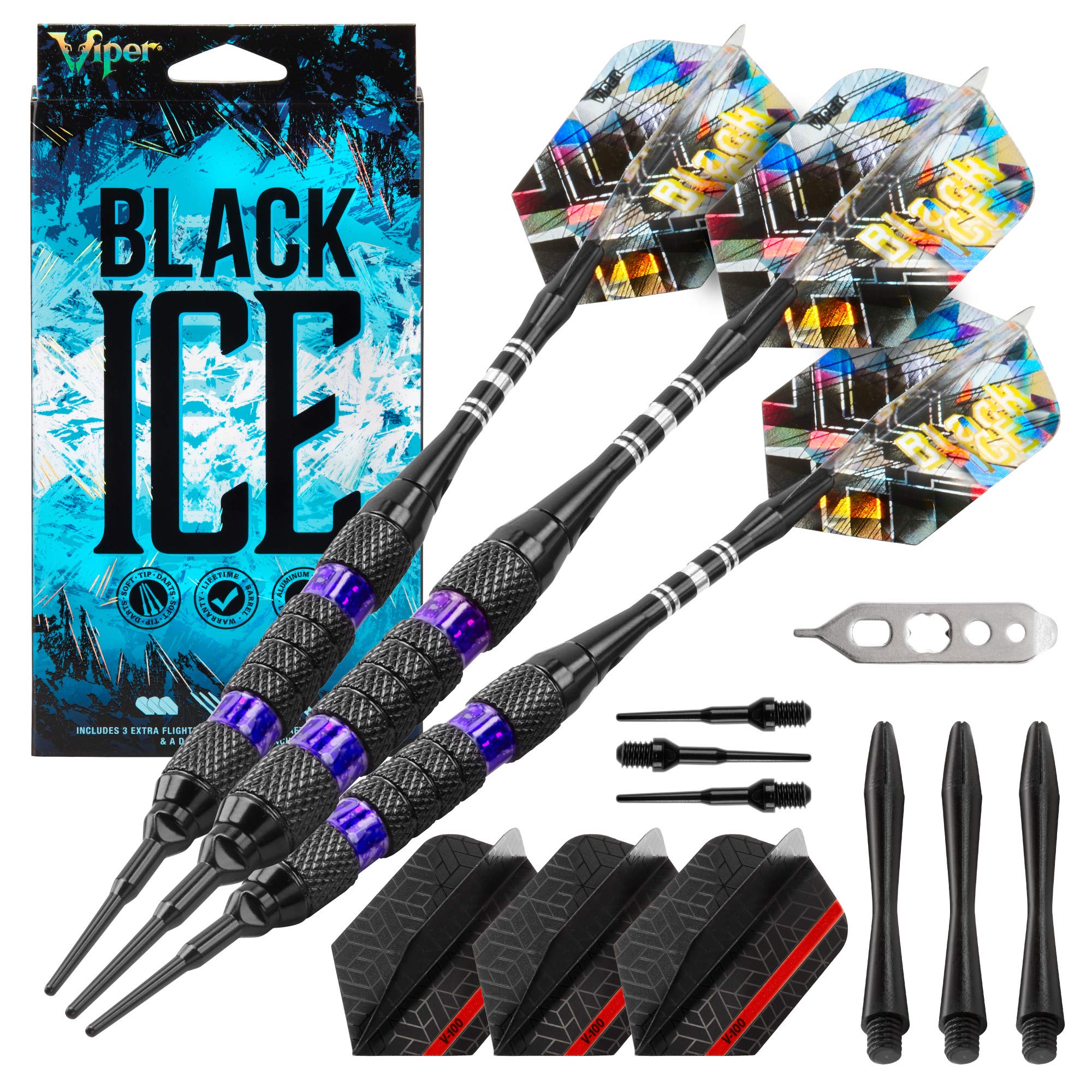 Viper Black Ice Soft Tip Darts With Purple Rings, 16 Grams