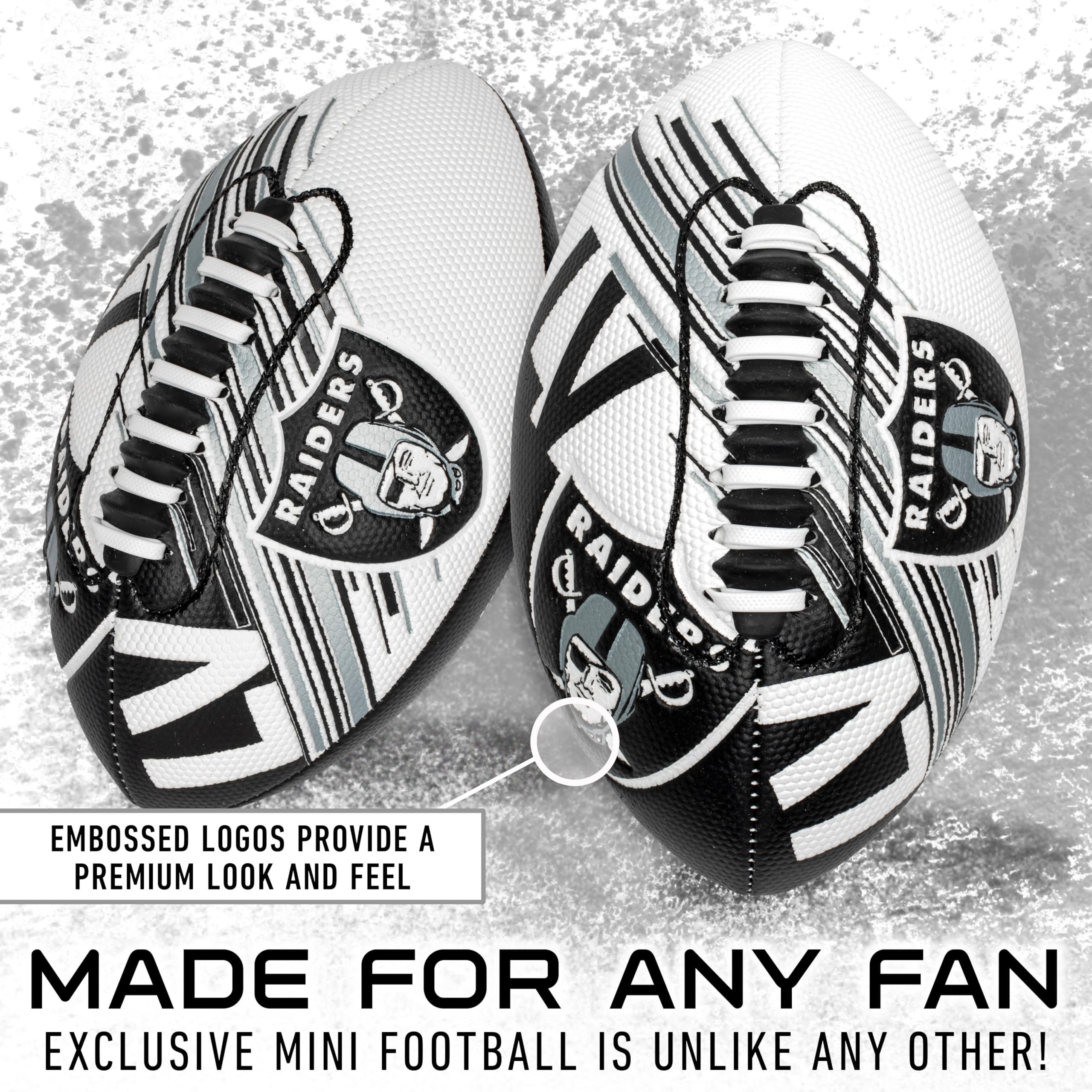 Franklin Sports Nfl Las Vegas Raiders Football - Youth Mini Football - 8.5'' Junior Size Ball - Spacelace Easy Grip Texture- Per