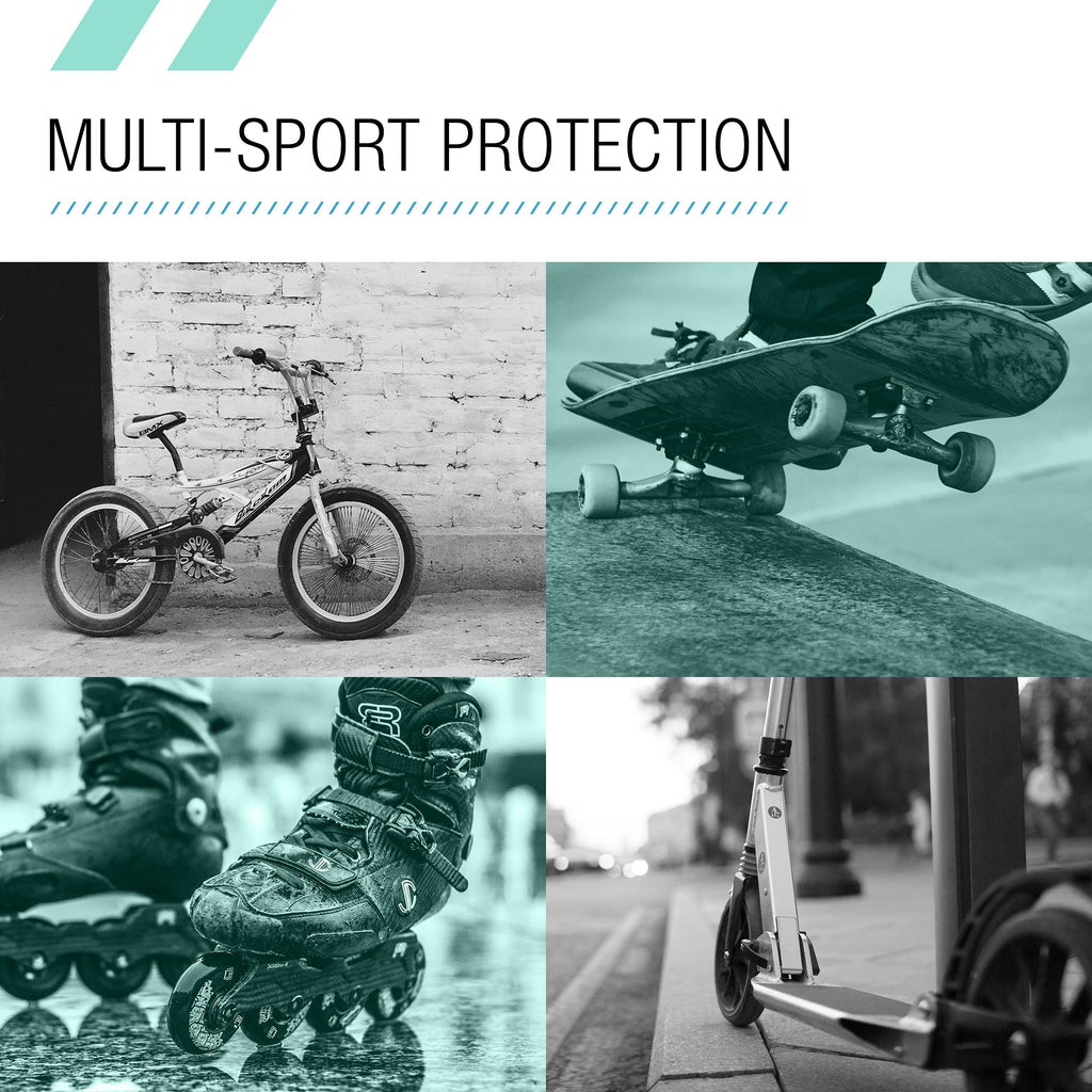 80Six Kids Multi-Sport Pad Set with Wristguards, Elbow Pads, and Knee Pads, Surf Green Teal, Small/Medium - Ages 8+