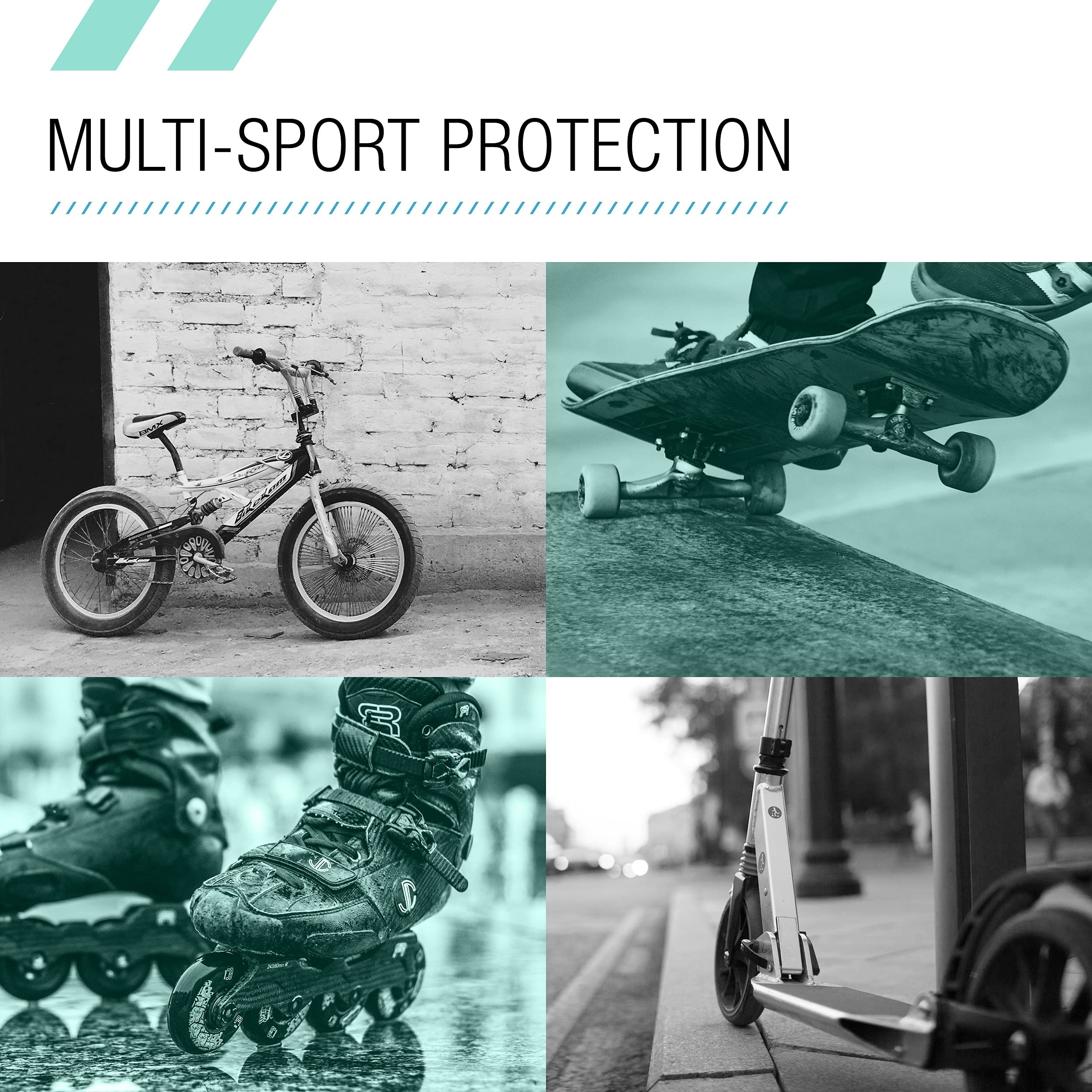80Six Kids Multi-Sport Pad Set with Wristguards, Elbow Pads, and Knee Pads, Surf Green Teal, Small/Medium - Ages 8+