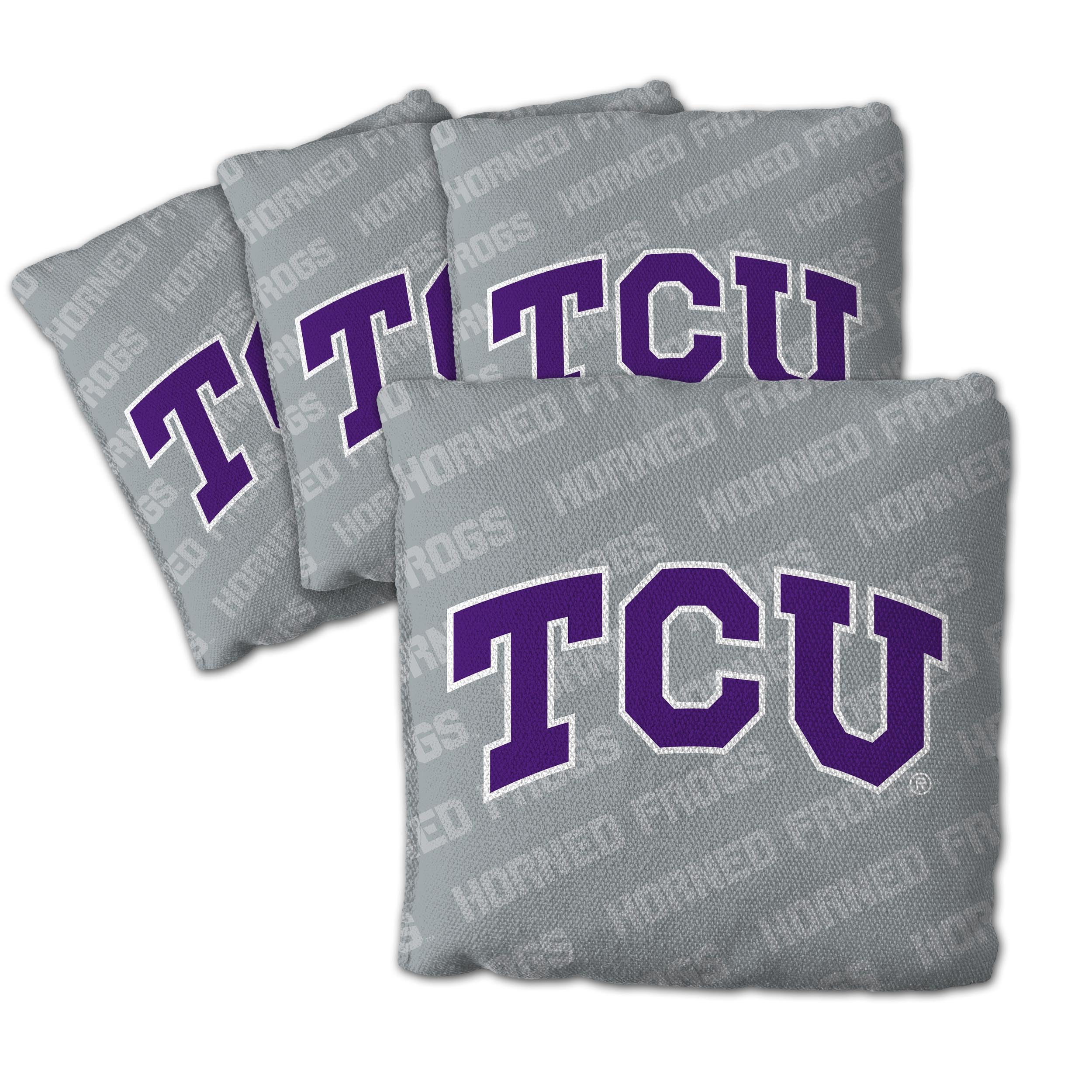 YouTheFan Officially-Licensed NCAA TCU Horned Frogs Set of 4 Cornhole Bags - All Weather Regulation 6    x 6    Size - 16oz Weig