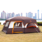 Ktt Large Family Cabin Tent 10-12 Person,2 Rooms,3 Storage Pockets,2 Bay-Windows 3 Doors And 3 Windows With Mesh,Straight Wall,W