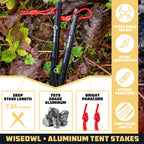 Wise Owl Outfitters Tent Stakes - Heavy Duty Camping Stakes For Outdoor Tent & Tarp - Essential Camping Accessories, Available I