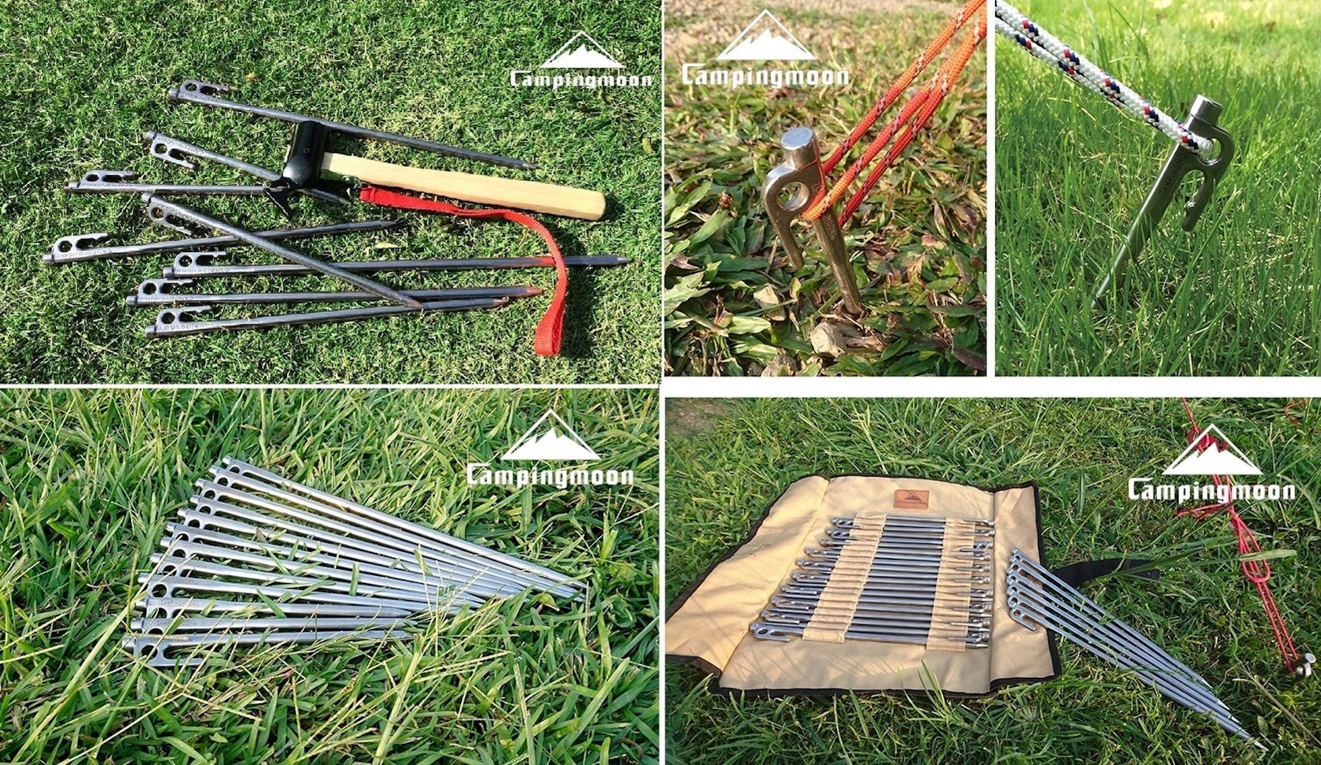 Camping Moon Martensitic Stainless Steel 420J2 Tent Stake R Series Power Peg Ideal For Hard Ground R-30-8P