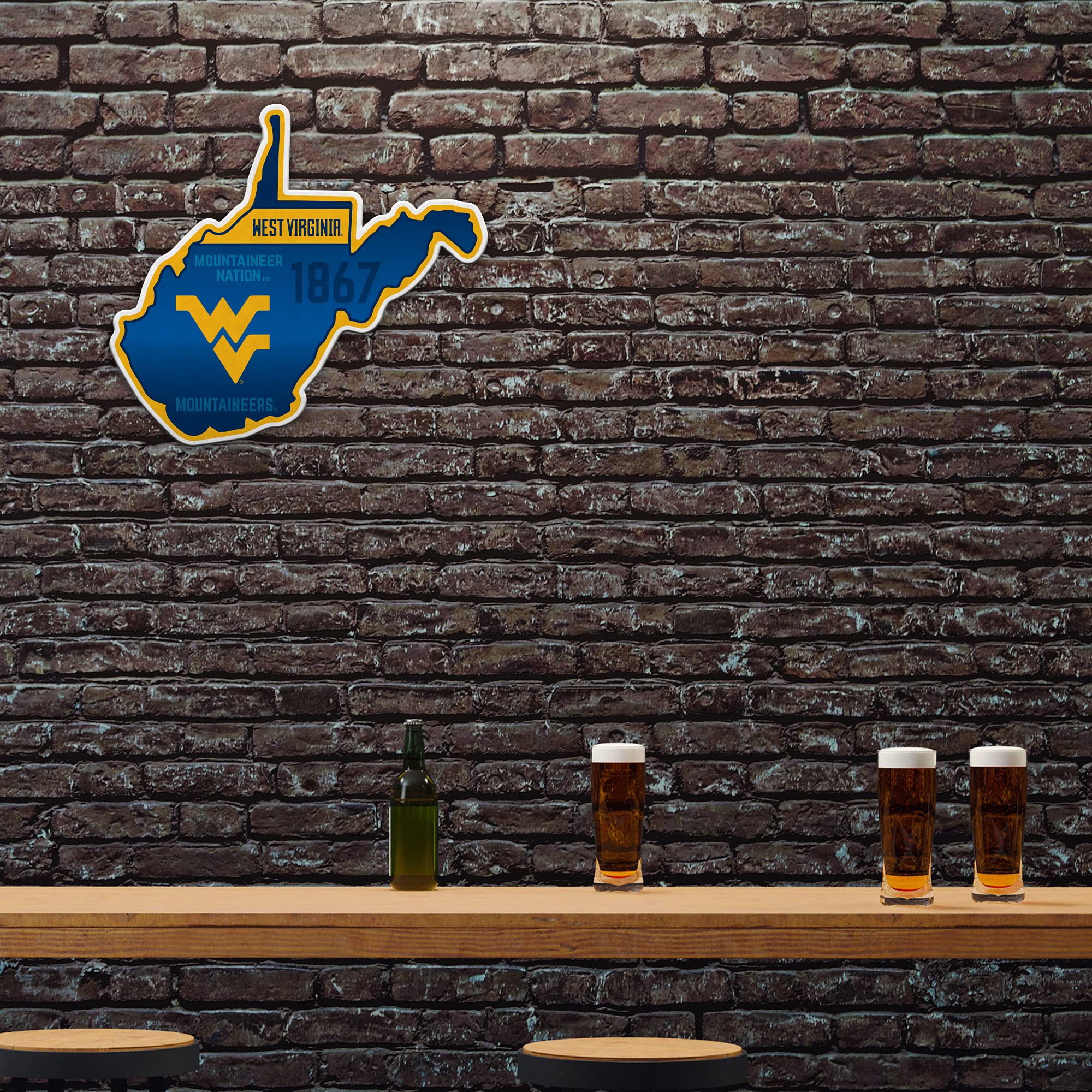 Rico Industries Ncaa West Virginia Mountaineers State Shape Shape Cut Pennant - Home And Living Room D  Cor - Soft Felt Ez To Ha