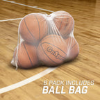 Gosports Indoor / Outdoor Rubber Basketballs - Six Pack Of Size 7 Balls With Pump & Carrying Bag - Choose Your Size