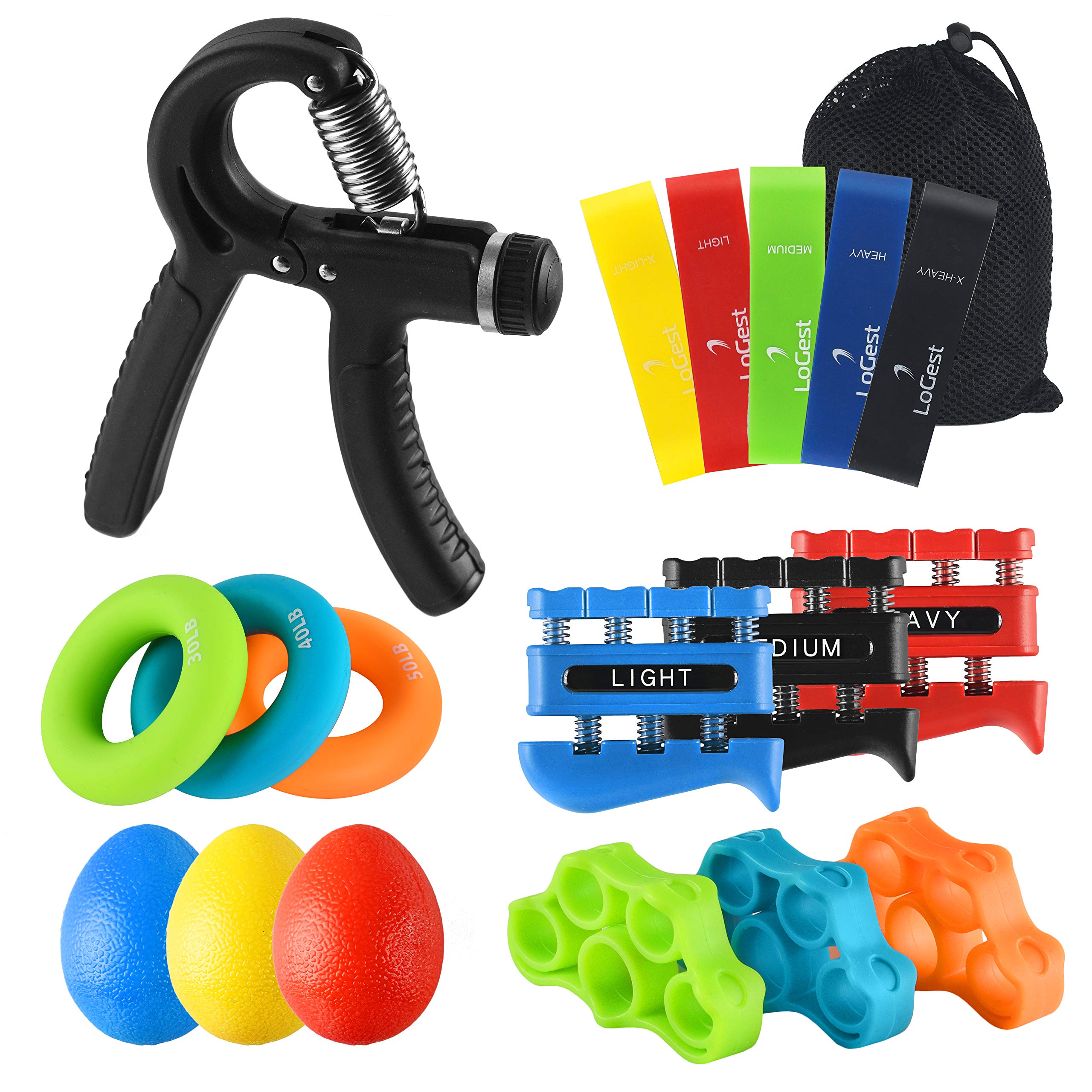 Hand Grip Strengthener Set Forearm Adjustable Resistance Hand Gripper, Finger Exerciser, Finger Stretchers, Grip Rings Hand Exer
