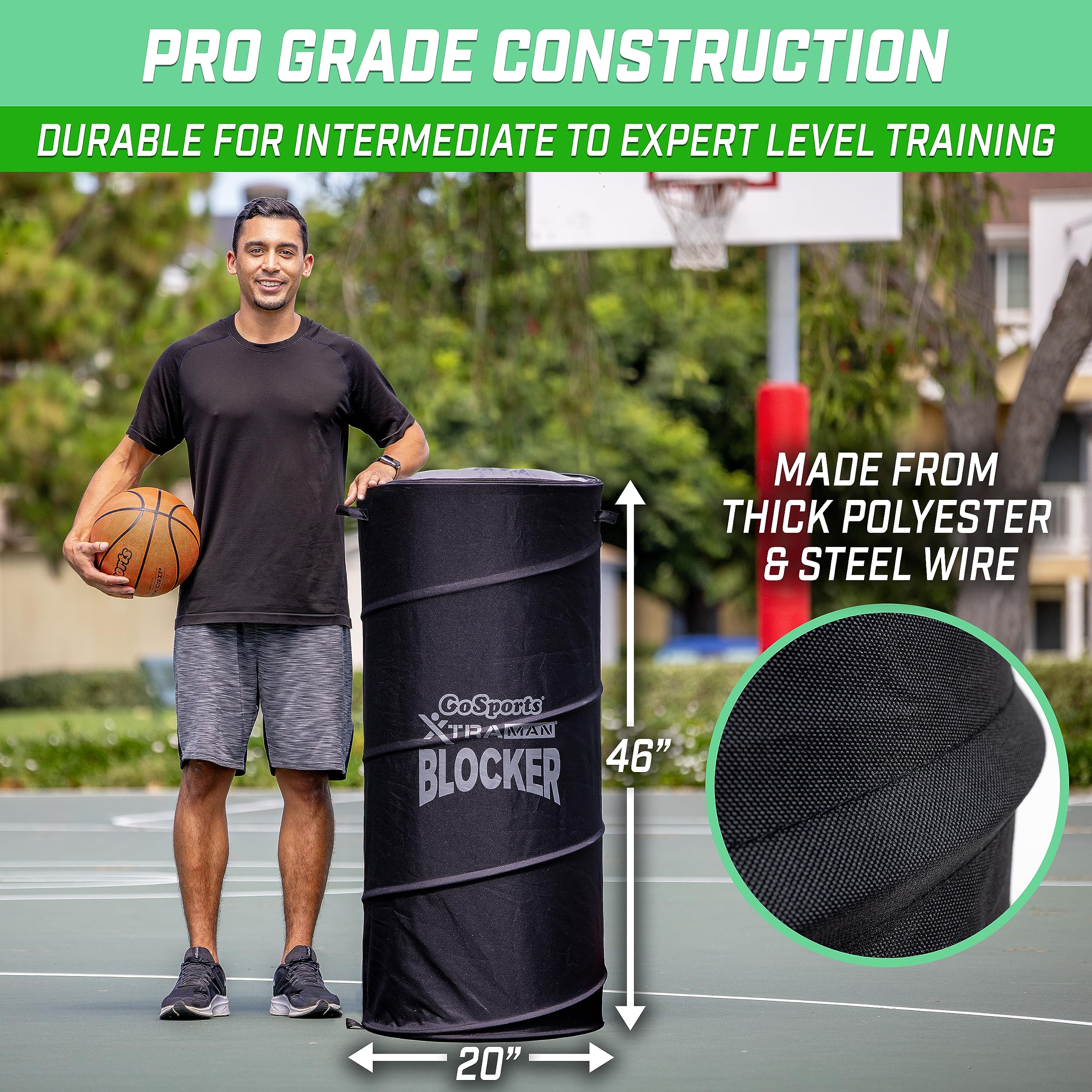 Gosports Xtraman Pro 46'' Xl Pop Up Defender 3 Pack - Heavy Duty Multi-Sport Blocking Dummy - Training Equipment For Basketball,
