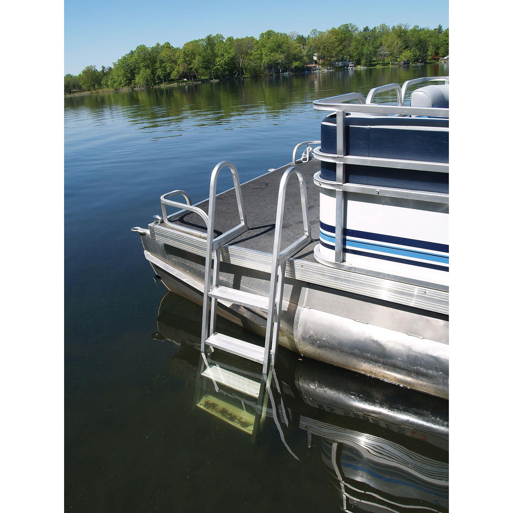 Extreme Max 3005.3380 Heavy Duty Aluminum Pontoon & Dock Ladder - 4 Steps, 15'' Wide Steps, 45'' Below-Deck Reach, 300 Lbs. Weig