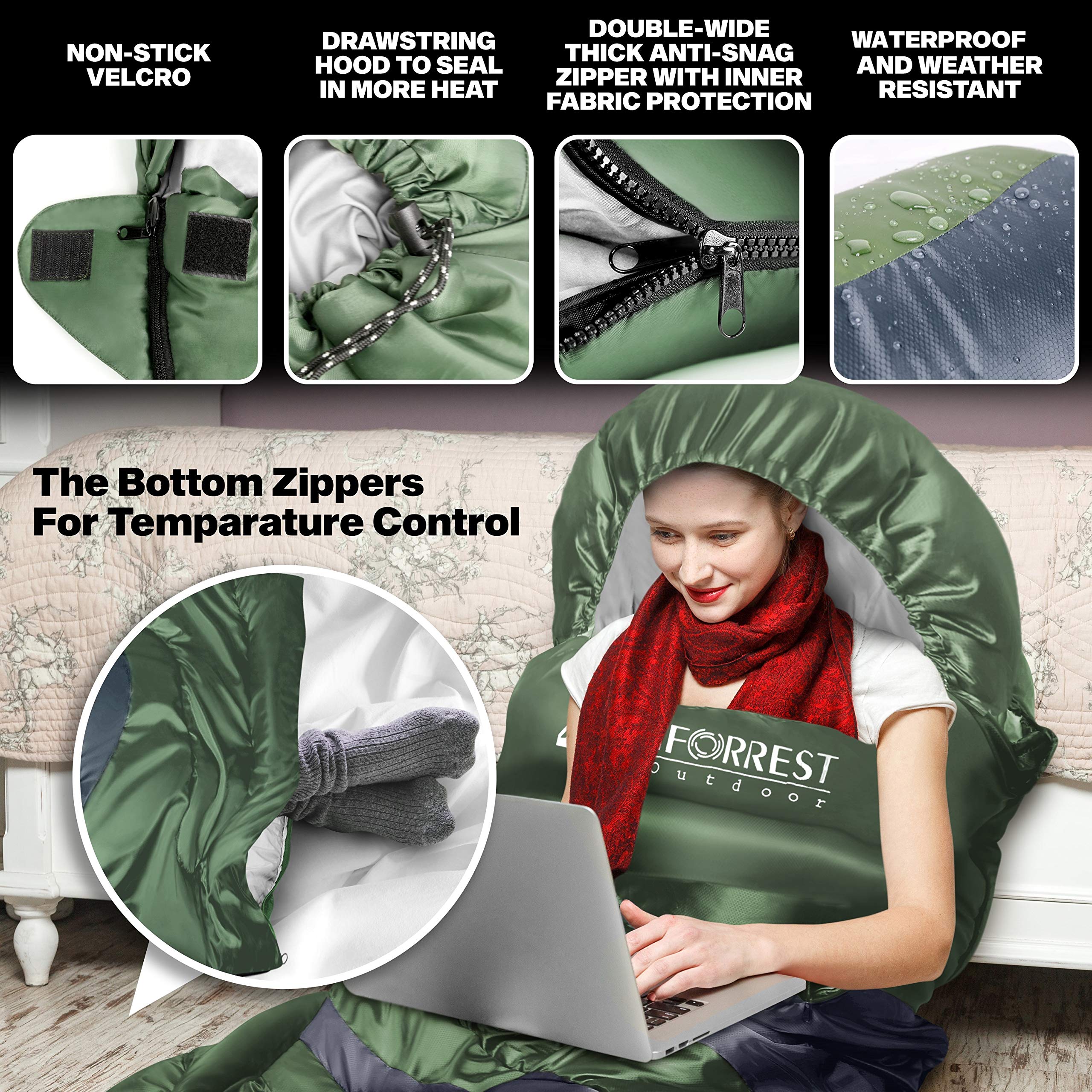 Iforrest Sleeping Bag For Adults - Cold Weather Camping Bed (All Seasons) - Extra-Wide & Warm, Best Waterproof Backpacking Gear