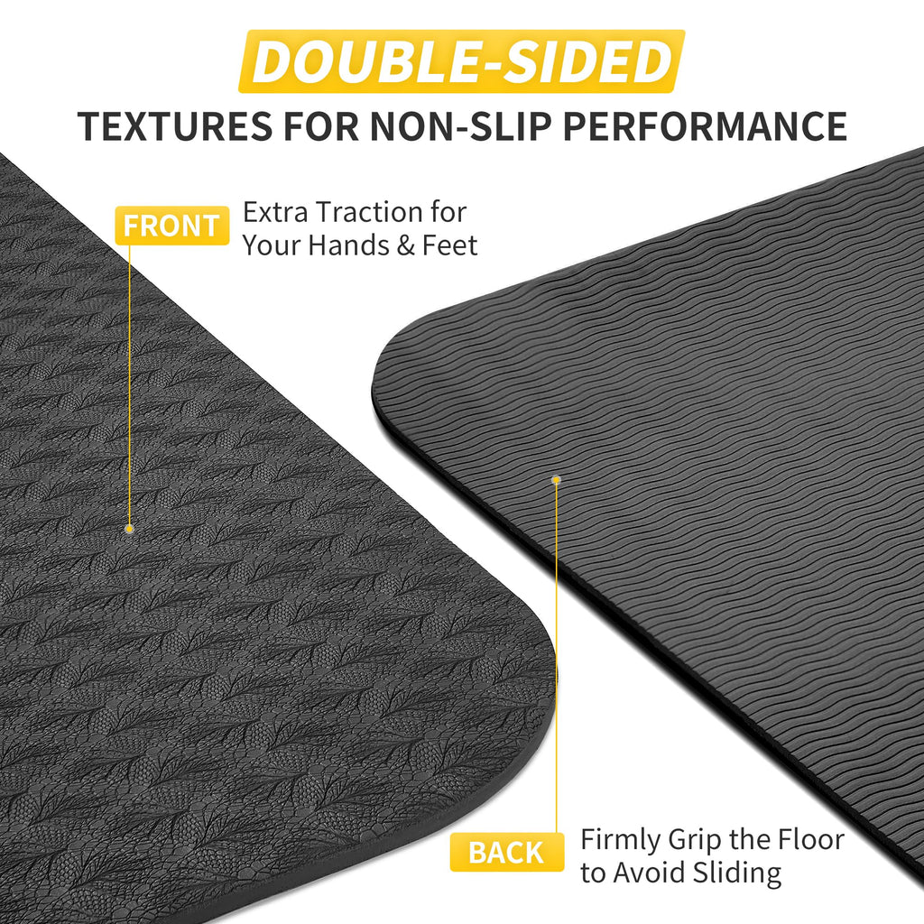 Cambivo Yoga Mat For Women Men Kids, 72'' X 24'' Tpe Yoga Mats, 1/4 & 2/5 Inch Extra Thick Yoga Mat Non Slip, Workout Mat With C