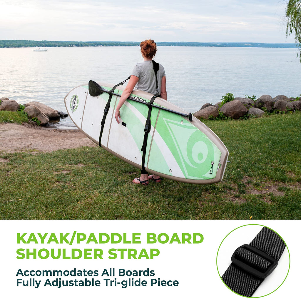 Gradient Fitness Kayak Paddle Board Carrier (Black)/Surfboard Straps For Shoulder  Hands-Free Carrying Straps For Paddleboards W