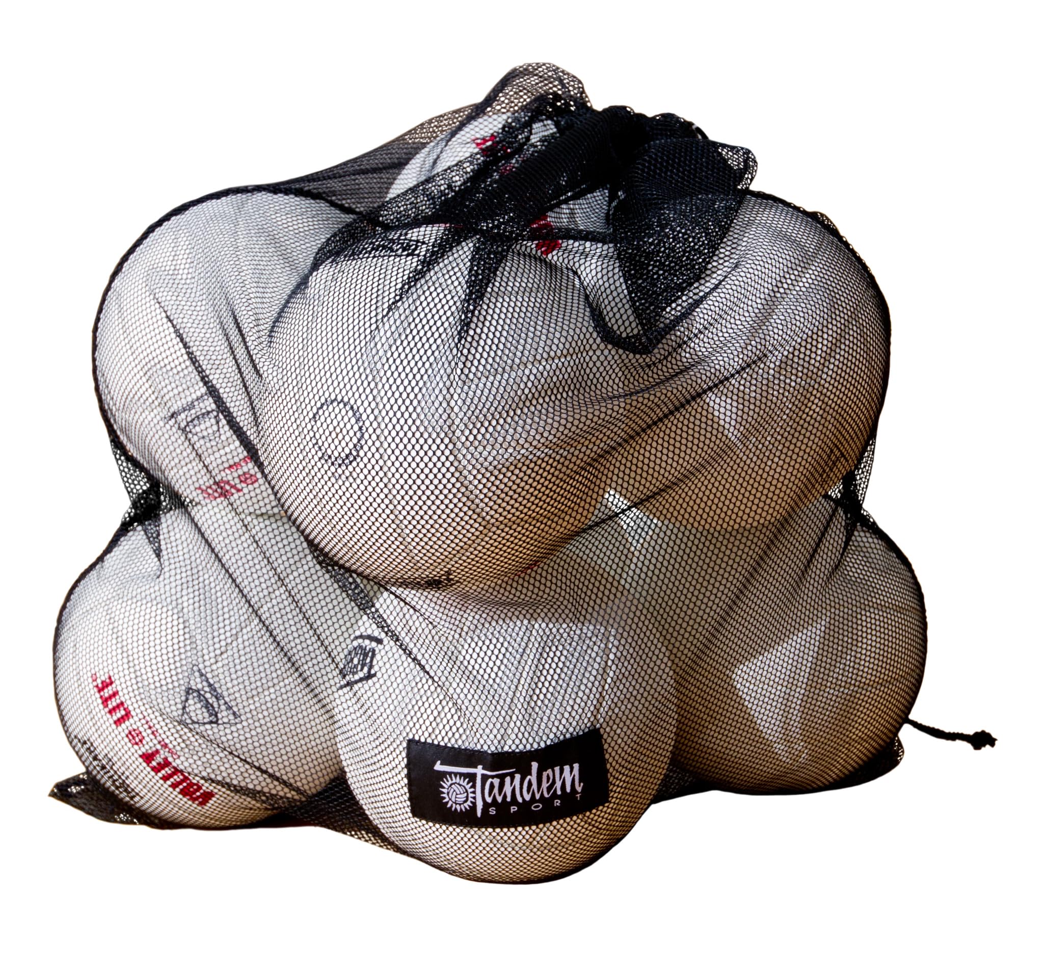 Tandem Sport Mesh Ball Bag - Nylon Net Bag with Drawstring - Carries 12 Volleyballs or 10 Basketballs - Use as Volleyball Ball B