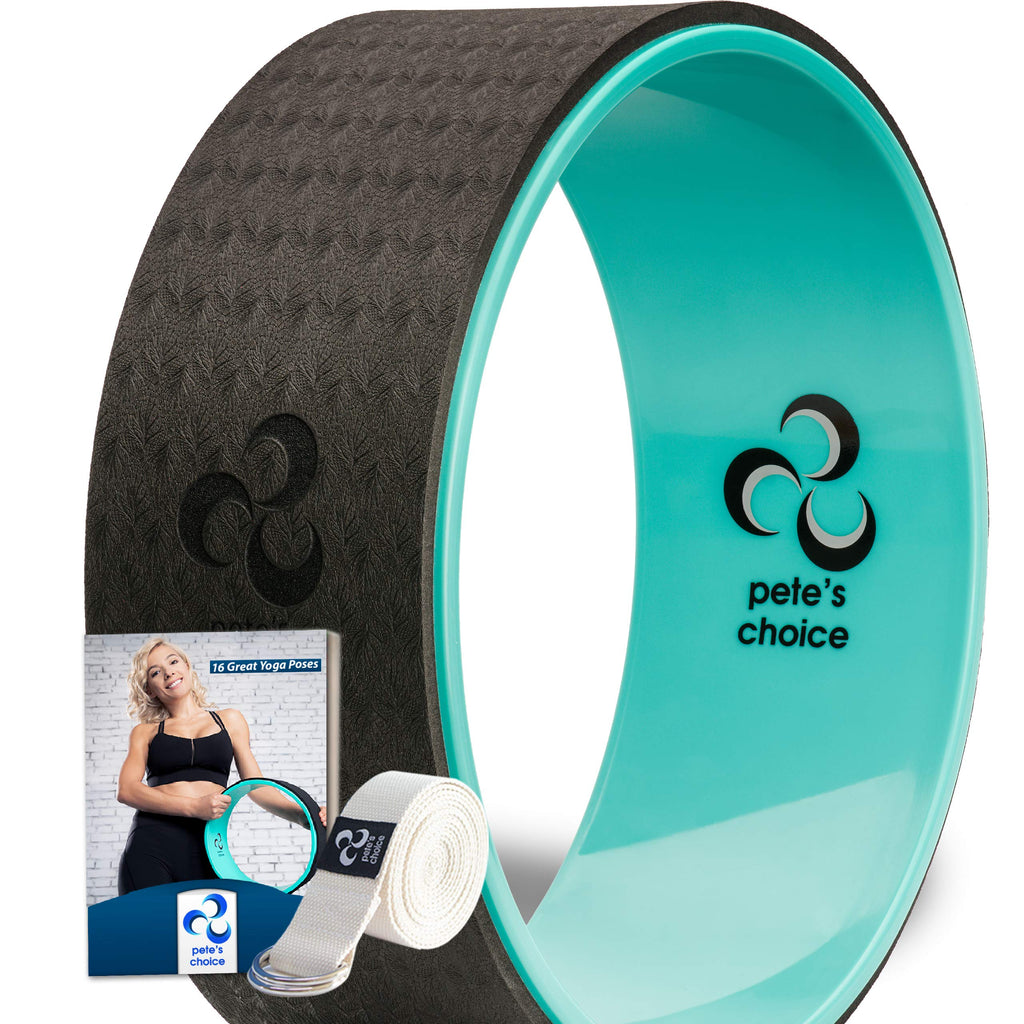 Yoga Wheel With Ebook & Yoga Strap - Comfortable & Durable Yoga Balance Accessory  Increase Flexibility  Ideal Home Yoga Kit I I