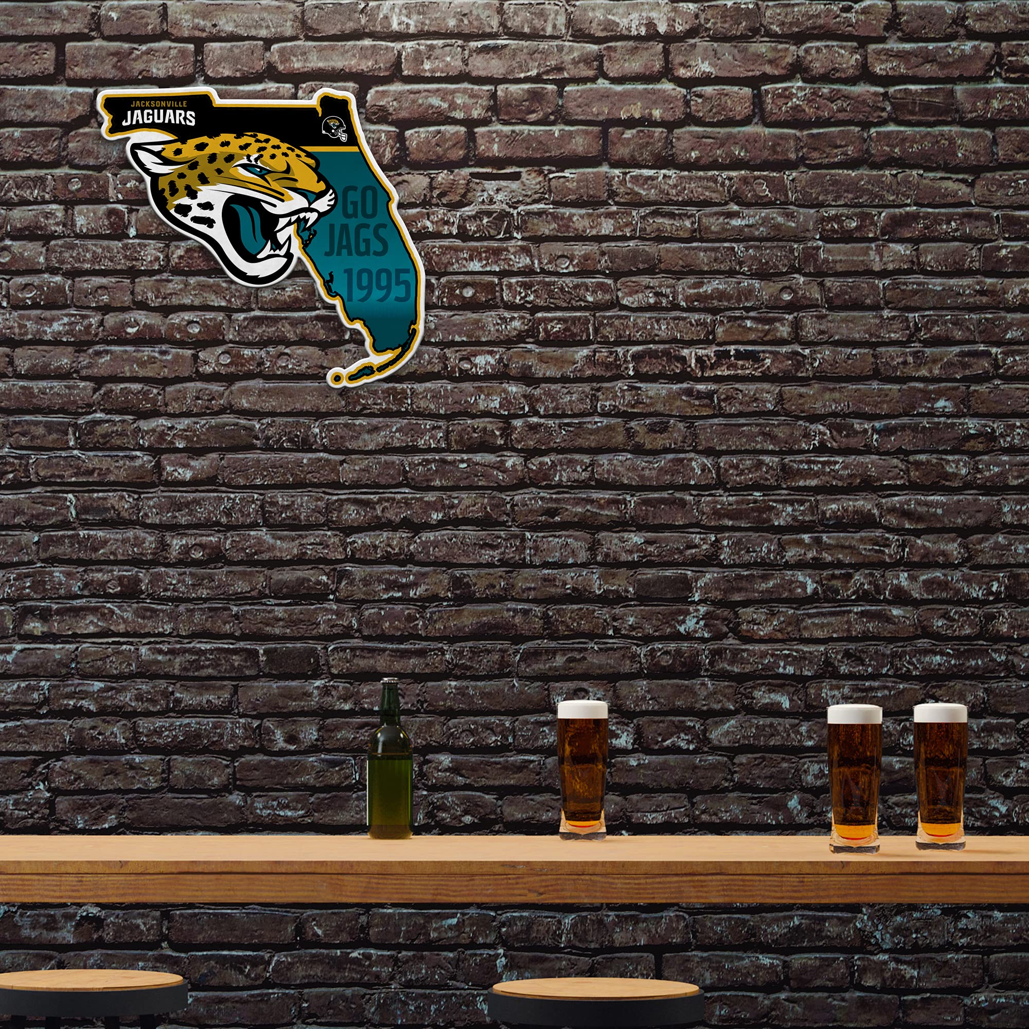Rico Industries Nfl Football Jacksonville Jaguars State Shape Shape Cut Pennant - Home And Living Room D  Cor - Soft Felt Ez To
