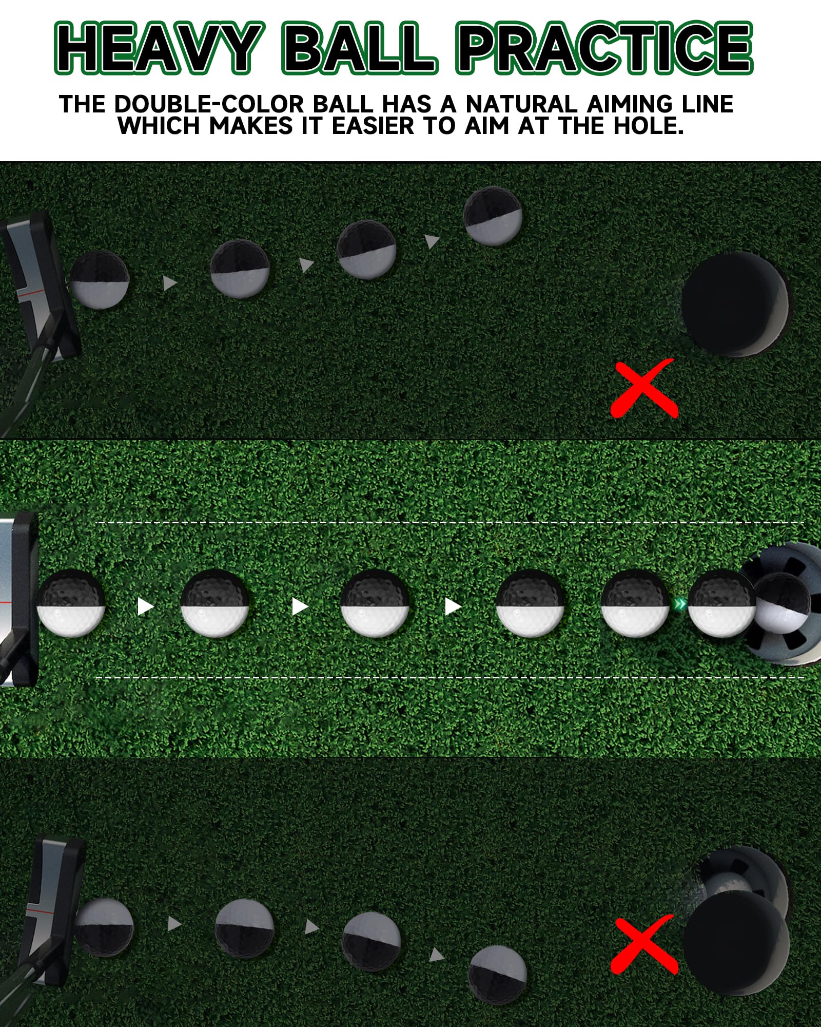 Caiton Putt Practice Balls-Improve The Accuracy Of Putts, Visualization Putting Aid, Golf Putting Score Reduction, Golf Putting