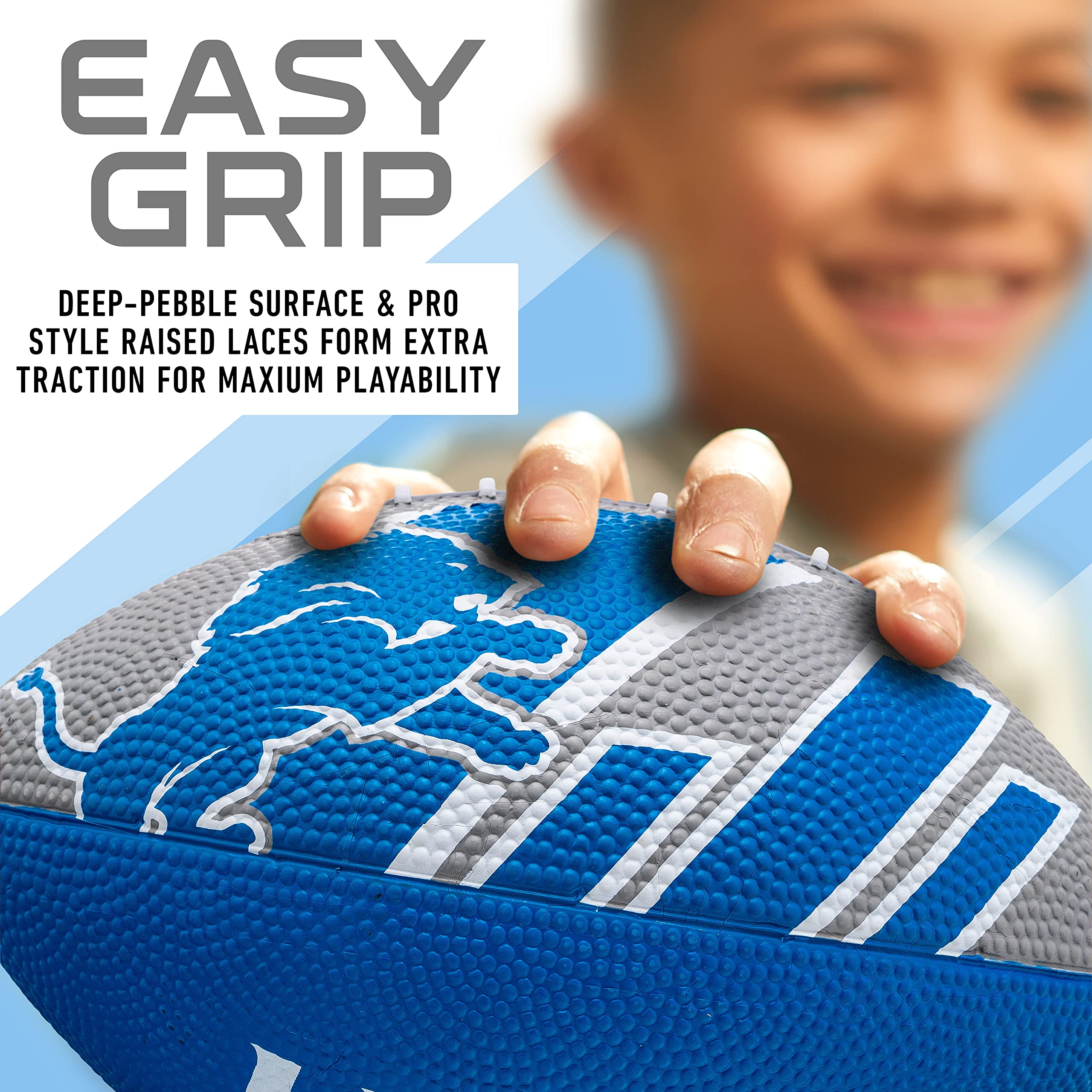 Franklin Sports Nfl Detroit Lions Football - Youth Football - Mini 8.5'' Rubber Ball - Perfect For Kids - Team Logos And Colors