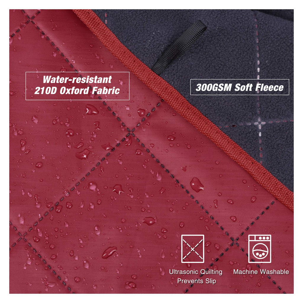 Redcamp Large Waterproof Stadium Blanket For Cold Weather, Soft Warm Fleece Camping Blanket Windproof For Outdoor Sports, Red