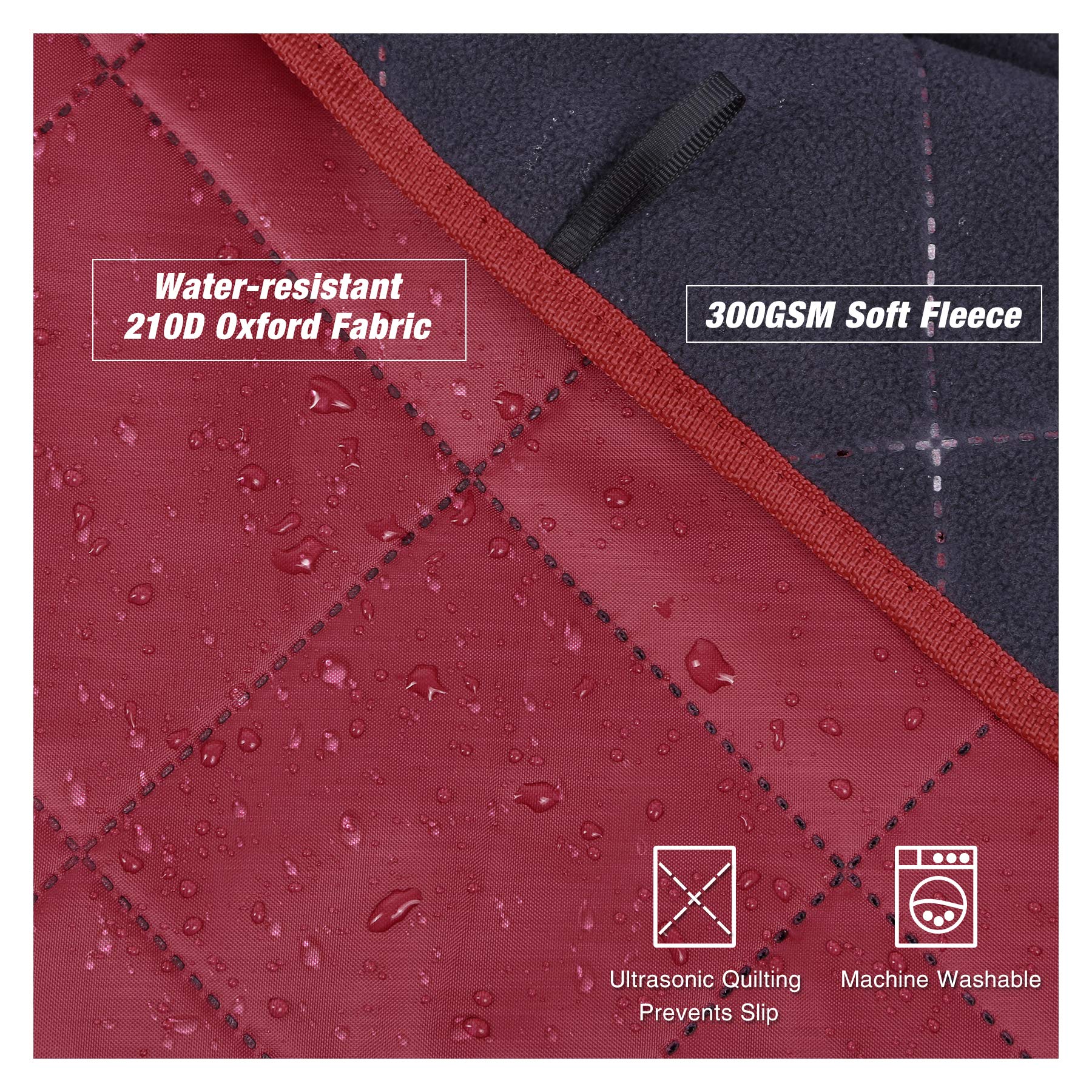 Redcamp Large Waterproof Stadium Blanket For Cold Weather, Soft Warm Fleece Camping Blanket Windproof For Outdoor Sports, Red