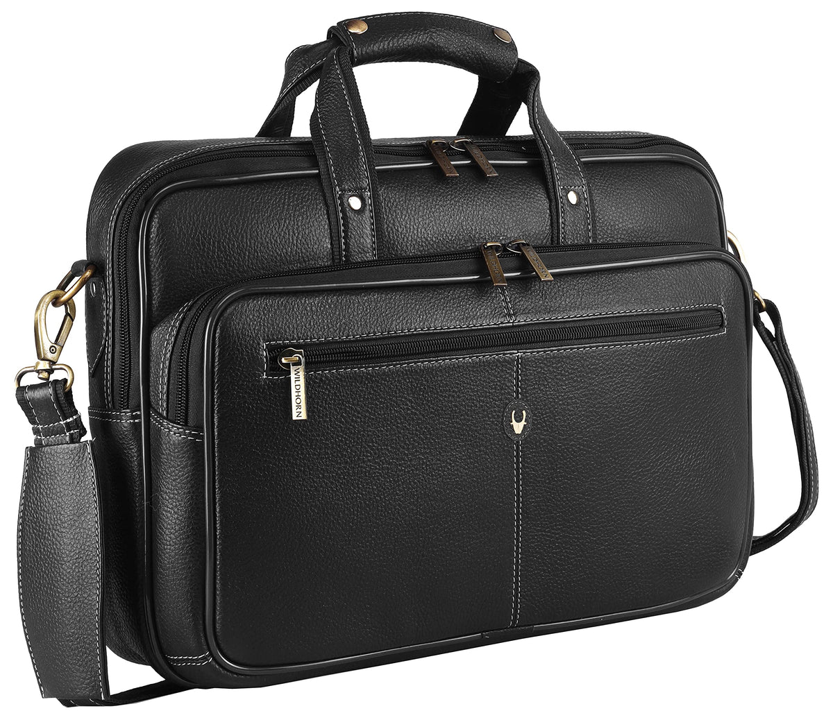 Wildhorn Leather 15 Inch Laptop Messenger Bag For Men, Padded Laptop Compartment, Carry Handles With Adjustable Strap, Dimension