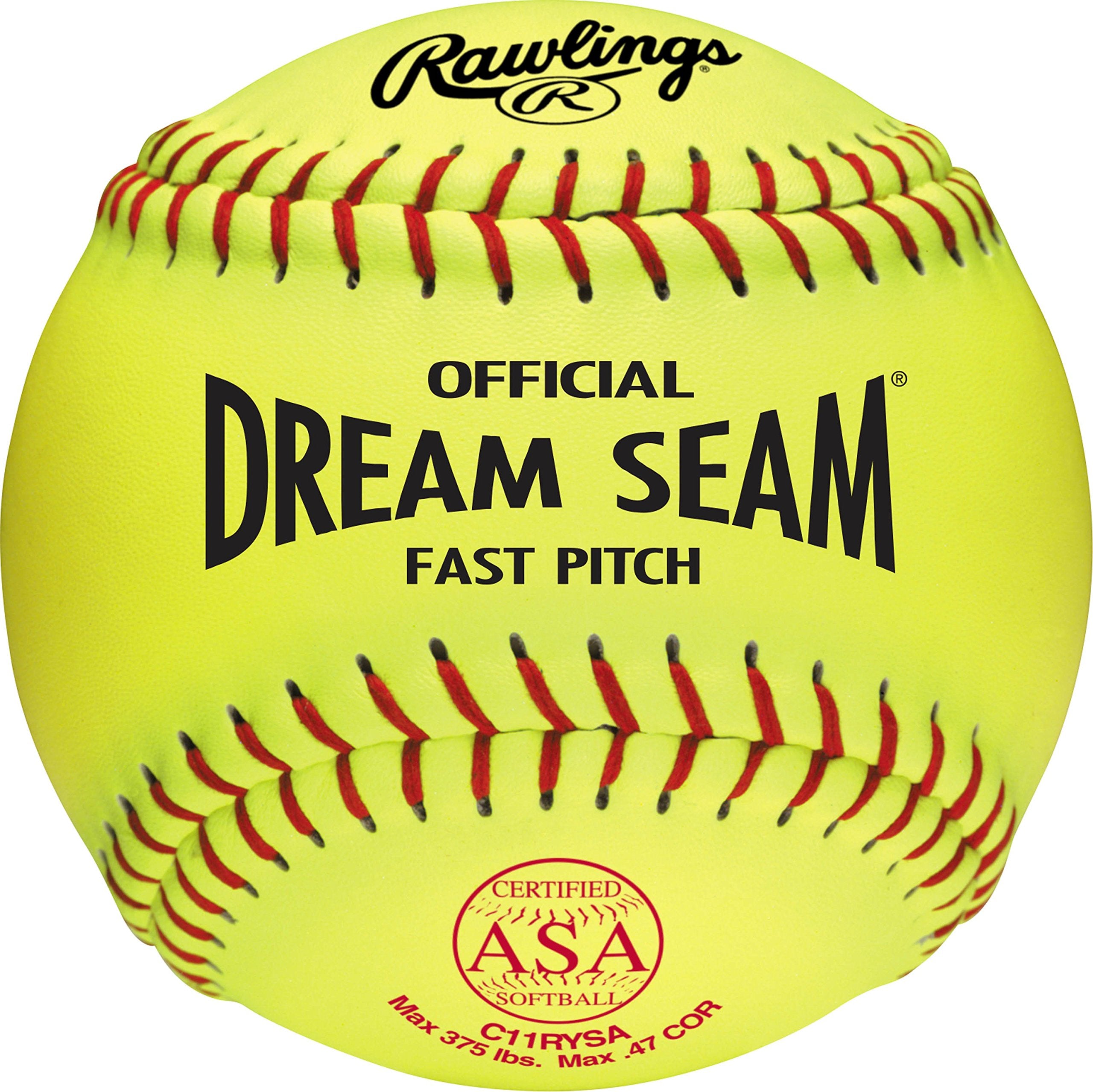 Rawlings | Official Dream Seam Fastpitch Softballs | 11'' Usa / Asa | Synthetic Cover C11Rysa | 12 Count