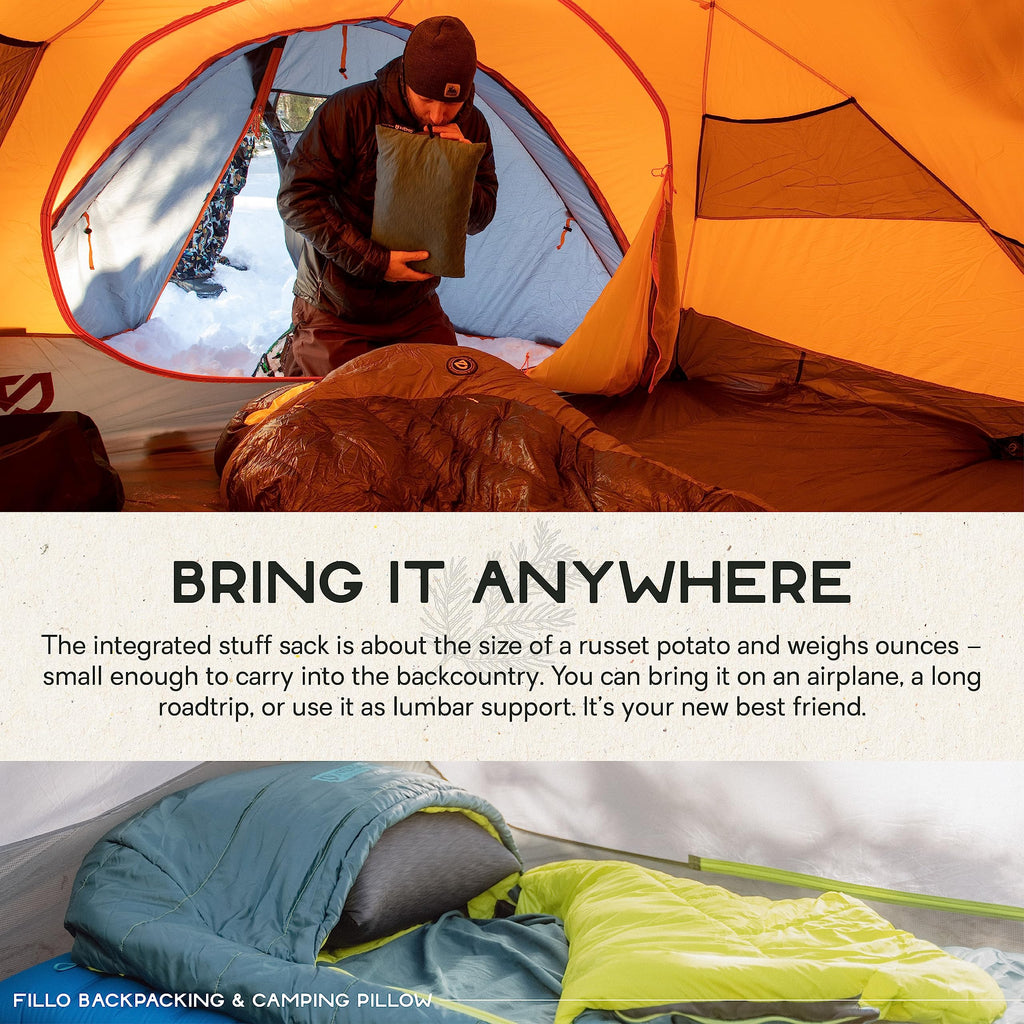 Nemo Fillo Backpacking & Camping Pillow | Soft Inflatable Travel Pillow With Integrated Stuff Sack, Abyss