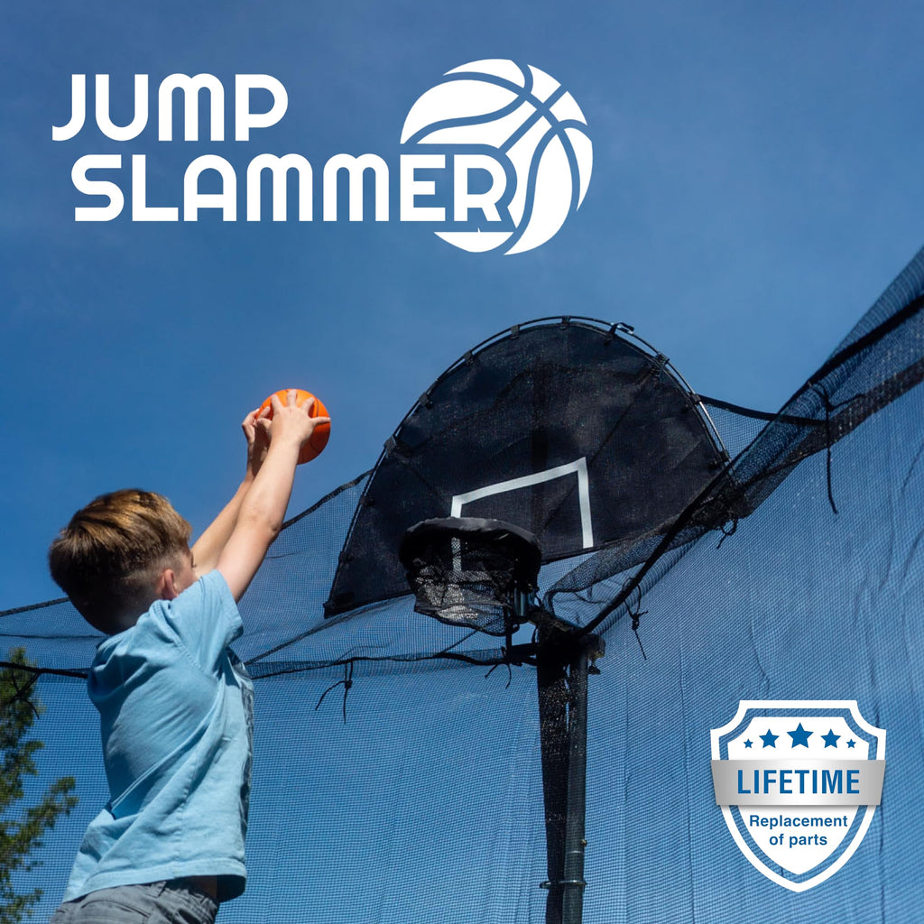 Trampoline Pro Trampoline Basketball Hoop Attachment Jump Slammer - New 2024 Improved Design- Lifetime Parts Warranty