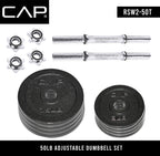 Cap Barbell 50-Pound Adjustable Dumbbell Weight Set, C. Black, 50 Lb, Pair